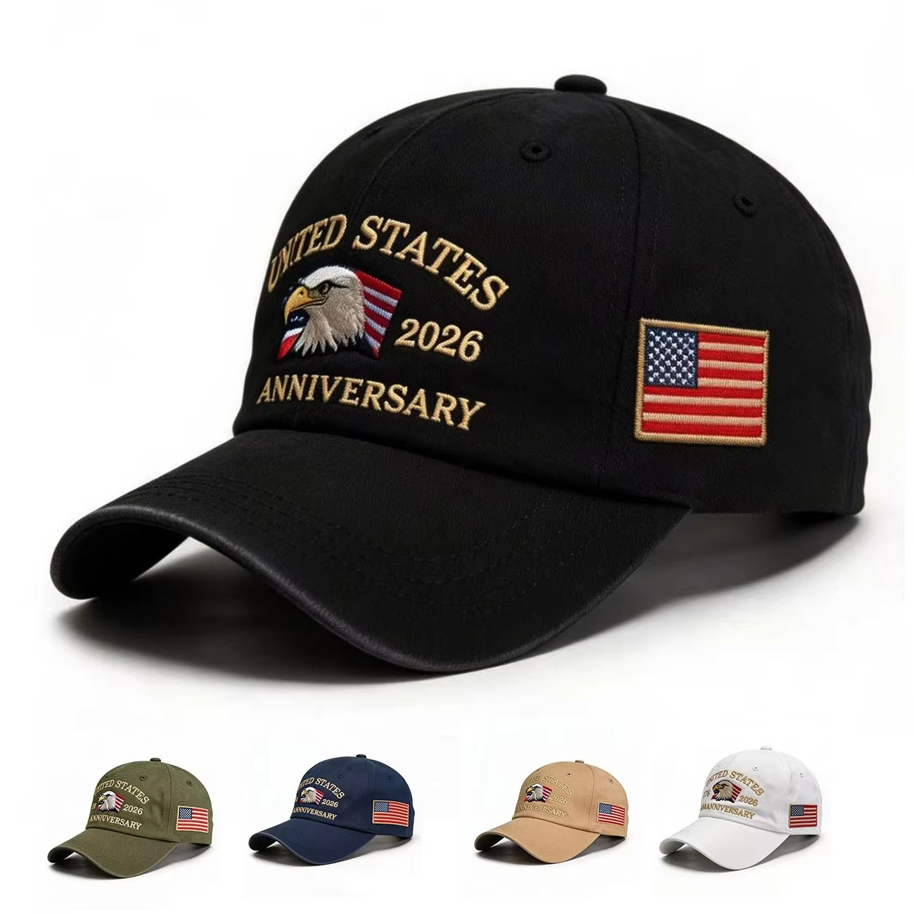 United States 250th Anniversary Baseball Cap Coin Whitman Patriotic 3D Hat**