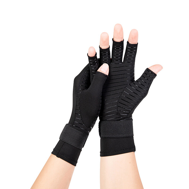 Copper Compression Gloves GYM Arthritis Carpal Tunnel Hand Support Pain Relief *