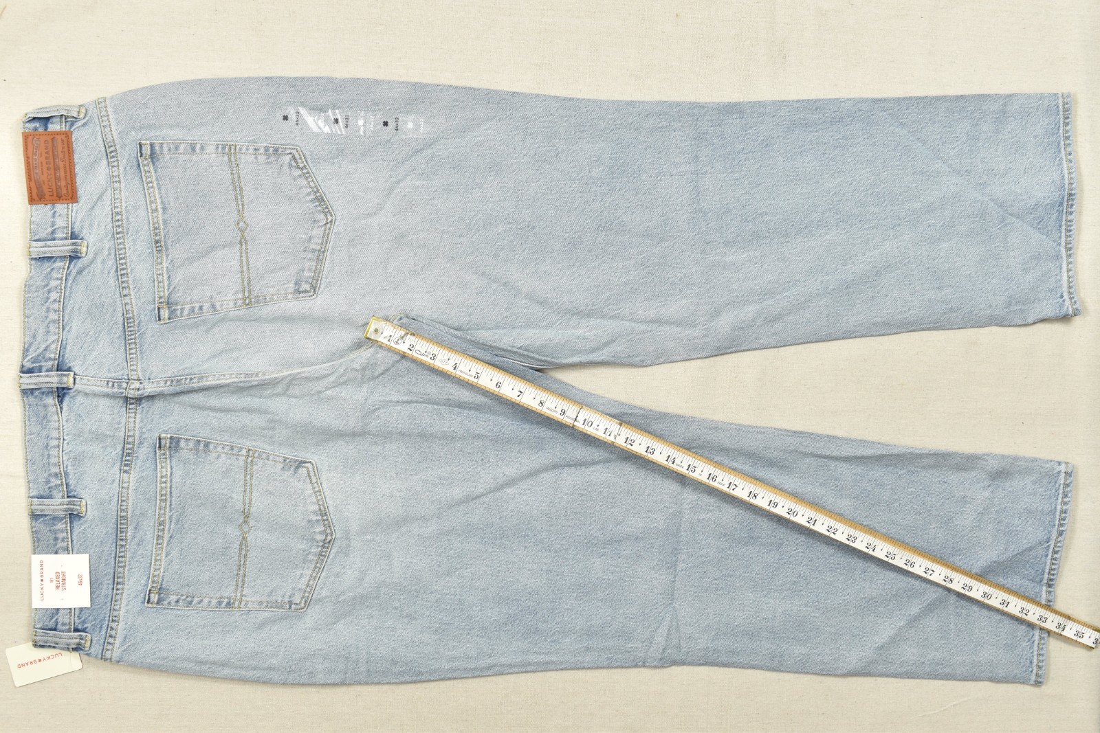 Lucky Brand Men’s 181 Relaxed Straight Denim Jeans Monaco Blue Stretch 46×32 NEW