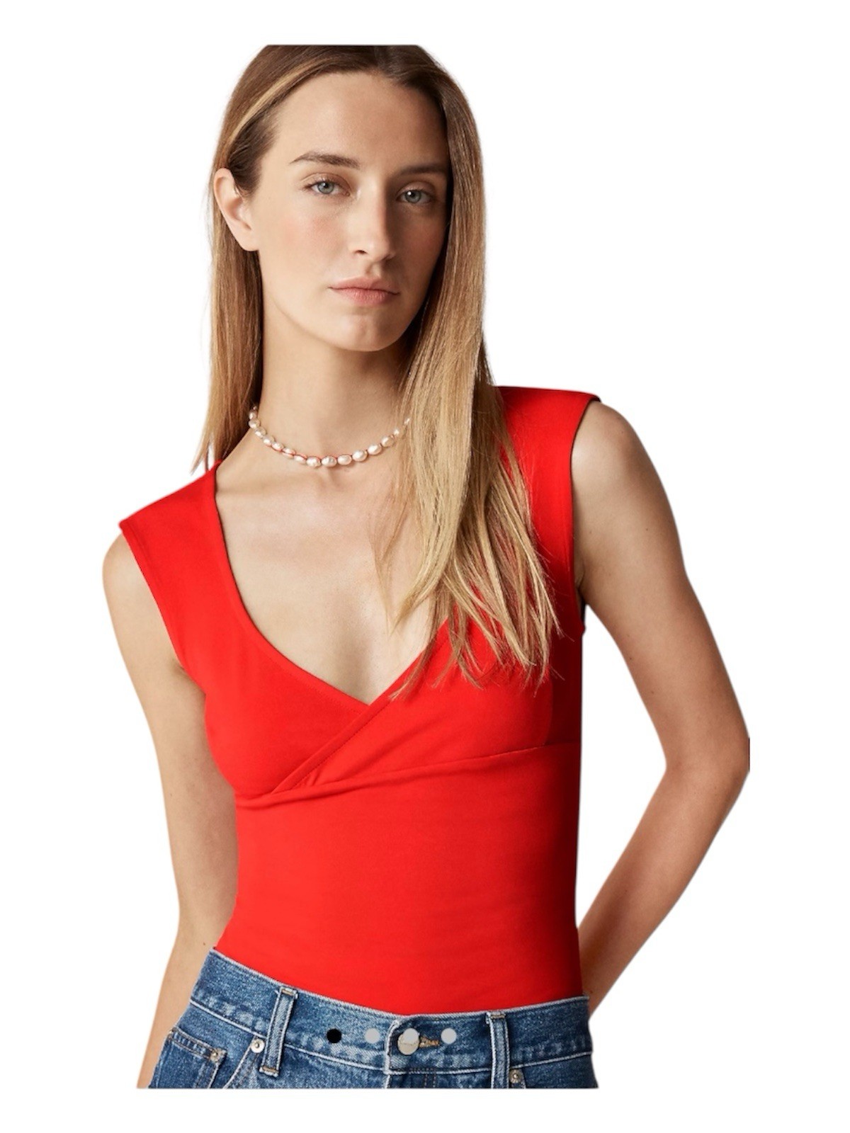 NWT J. Crew Medium Stretch Cotton Cap-sleeve Crossover Shirt Red