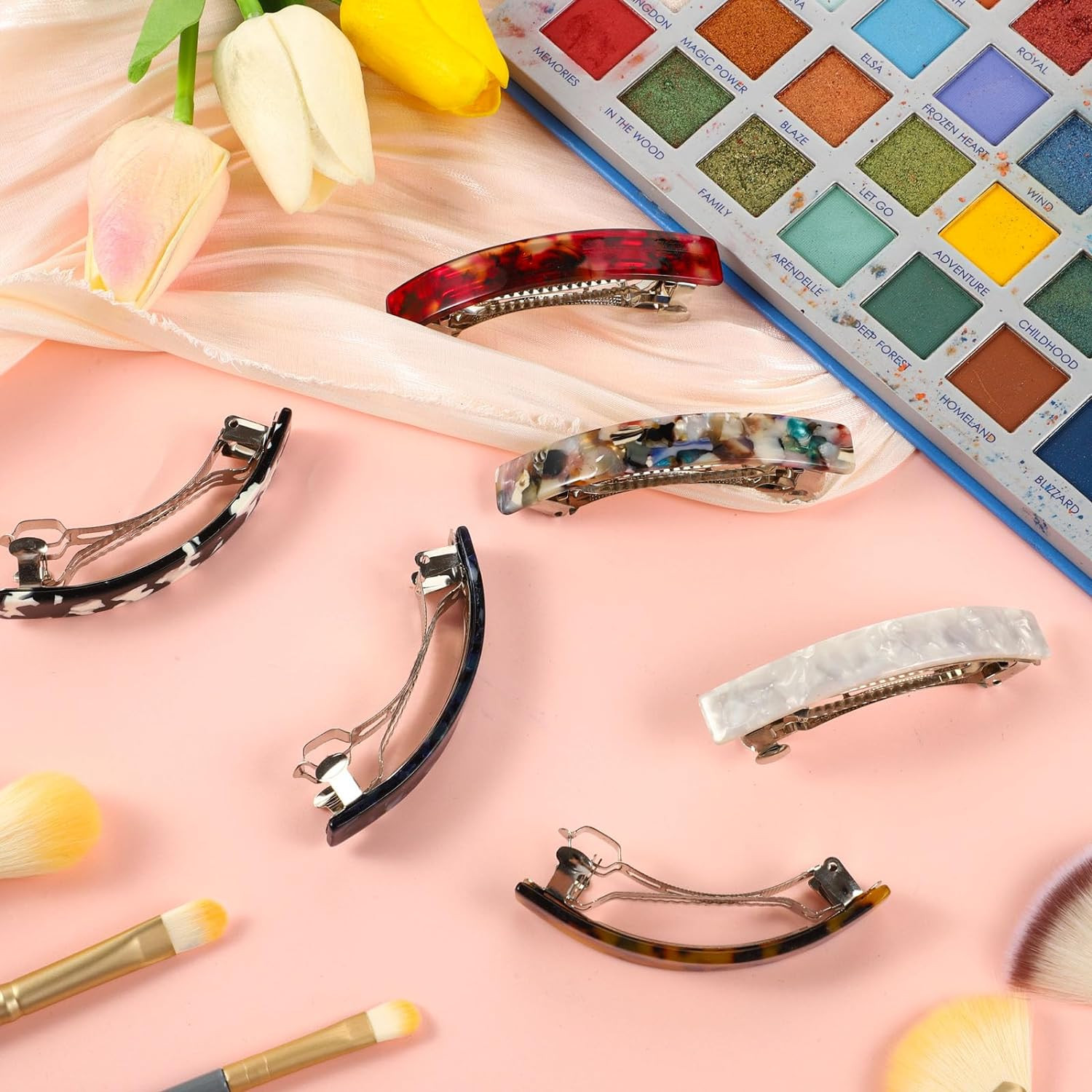 6 Pcs Acrylic Large French Hair Barrettes Clips for Women Thick Hair Long Hair