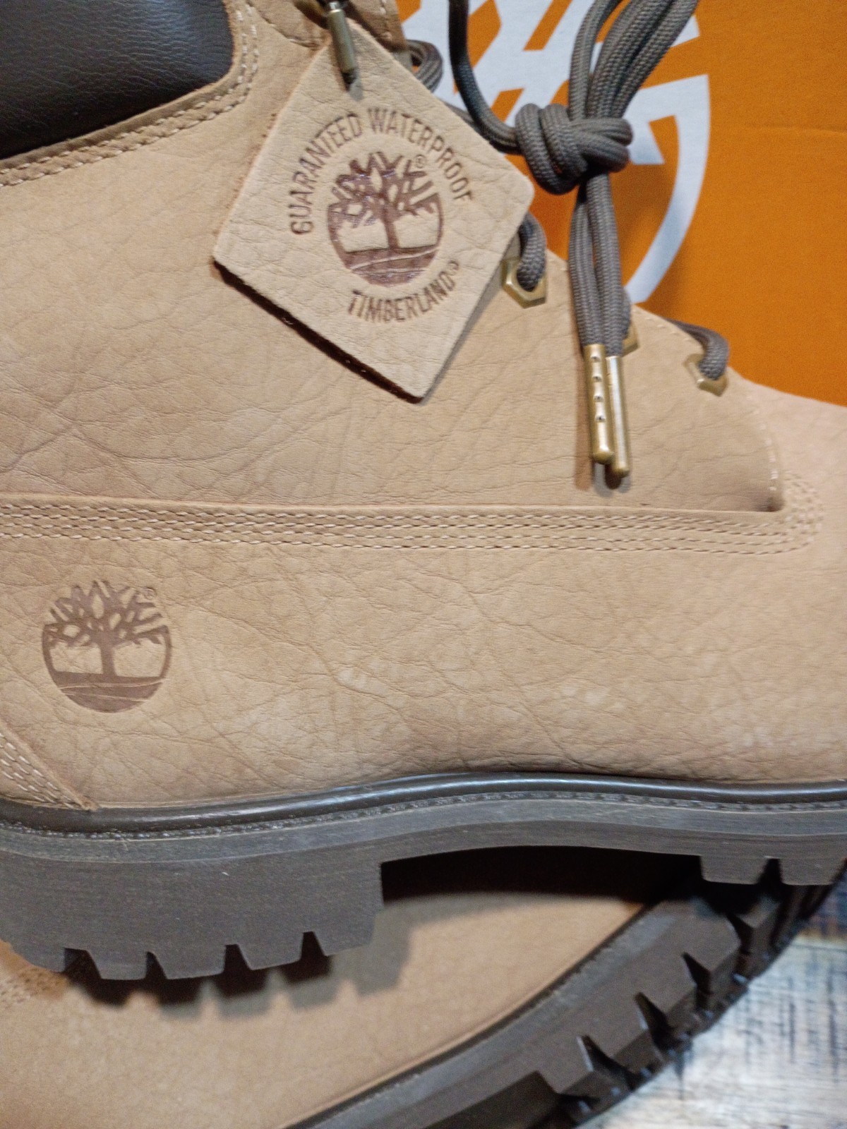 Mens Timberland Premium Waterproof Med Beige Premium Nubuck Lthr Boot SZ 8.5
