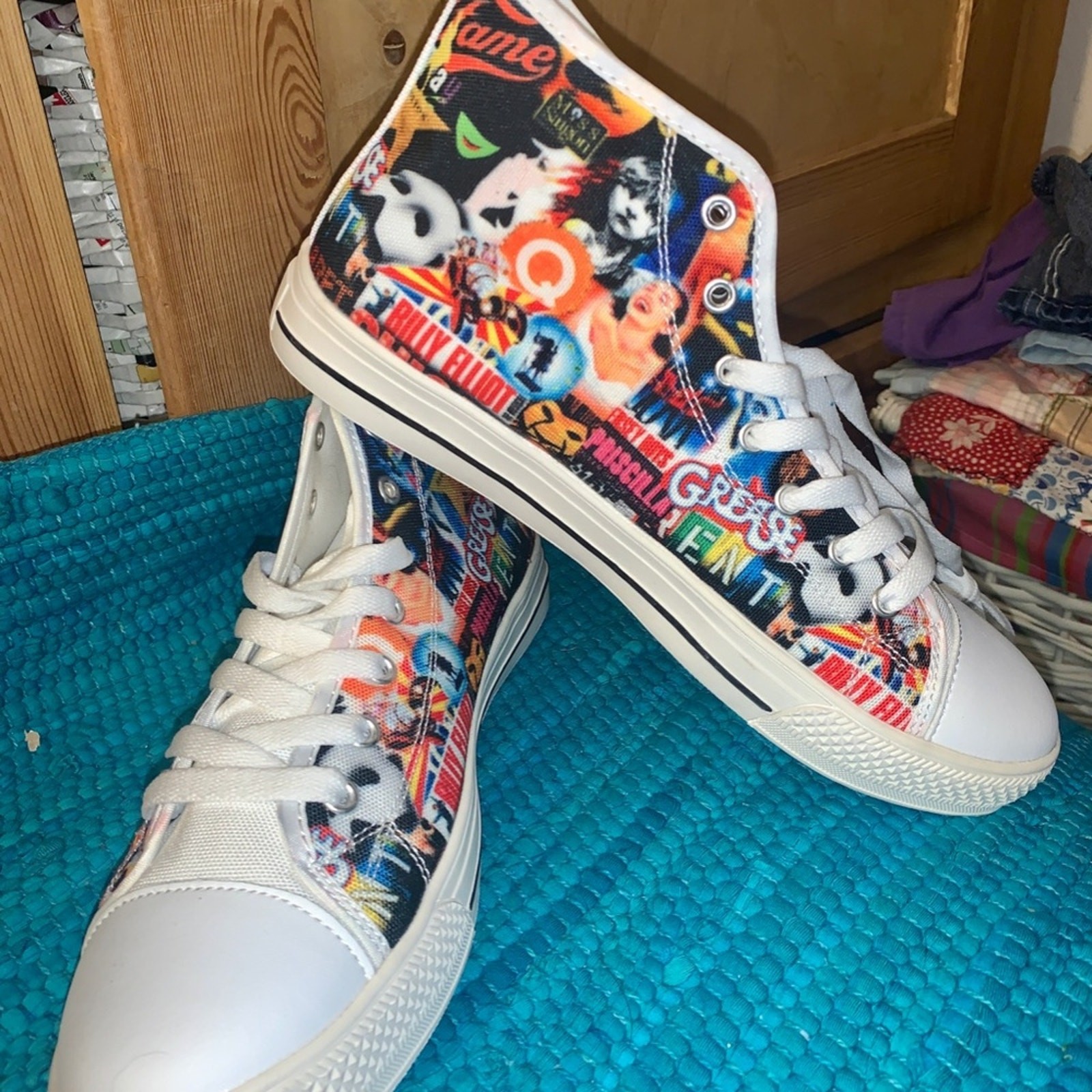 NEW THEATER BROADWAY SHOW THEATRE HIGH TOPS POPART SNEAKERS 38