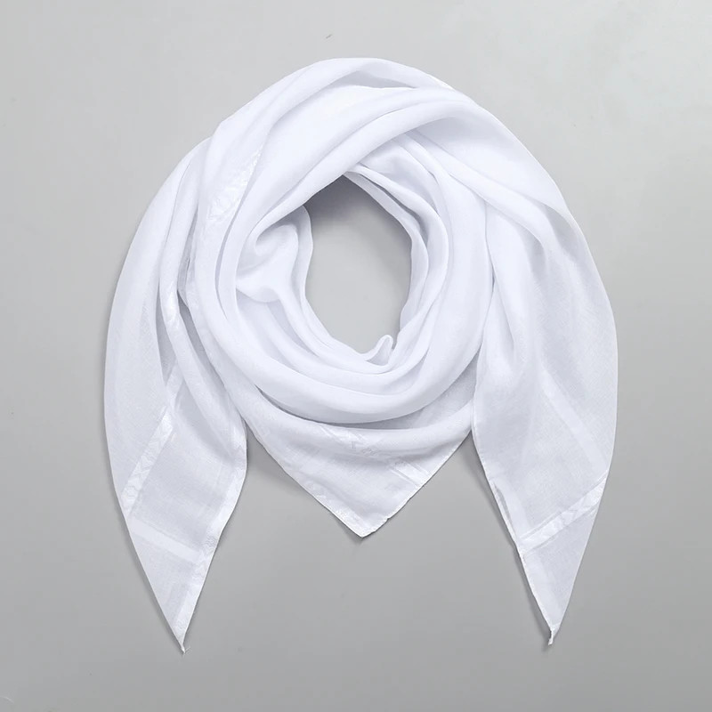 White Arab Square Scarf for Women Men Muslim Shawl Headwrap Plaid Stripe Printed