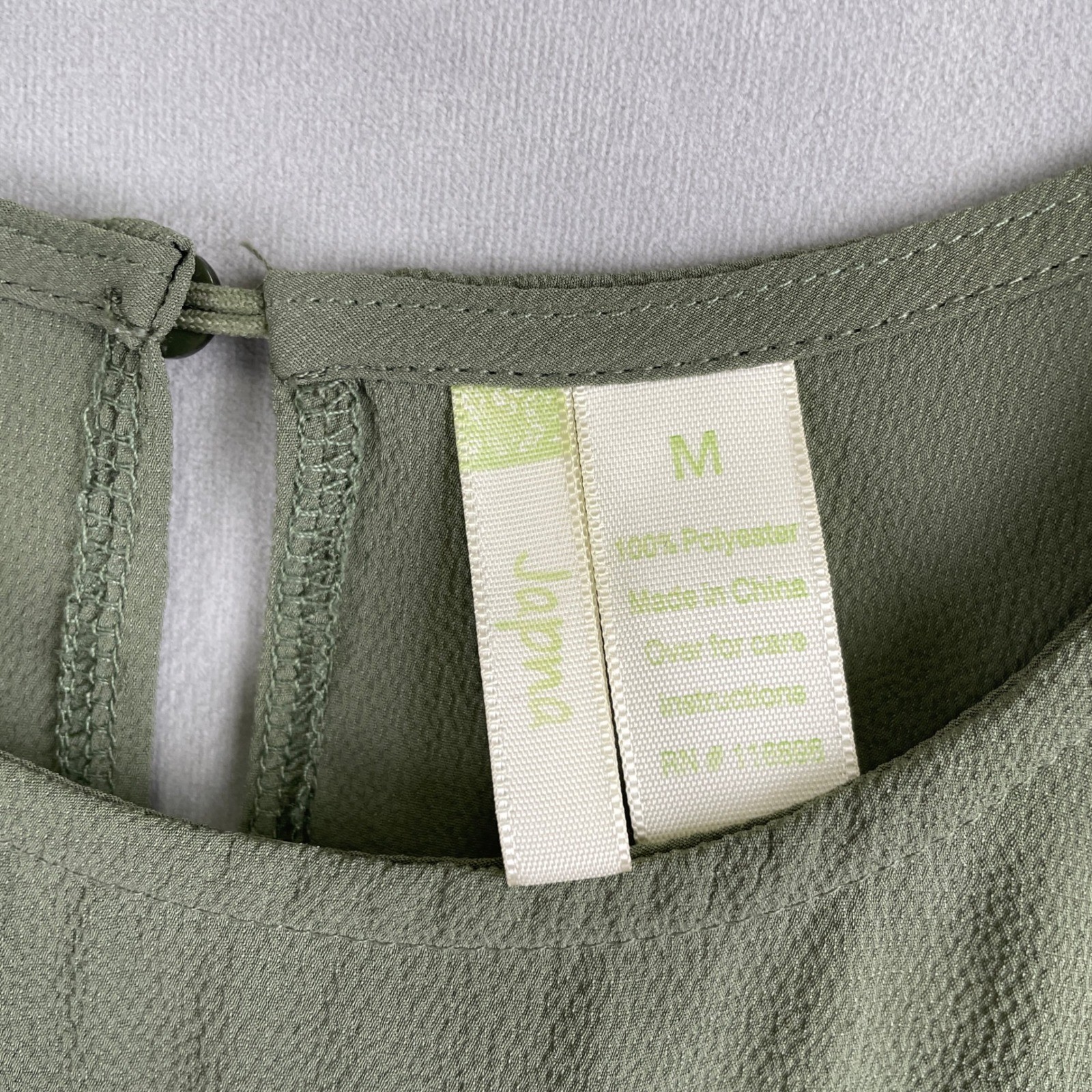 Japna Olive Green Side Tie Sleeveless Blouse Crepe Asymmetrical Chic Top Drape M