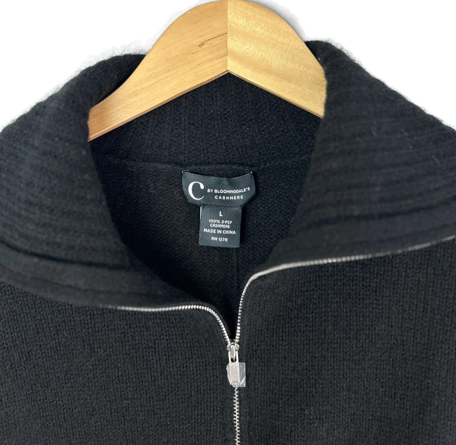 C by Bloomingdale’s Women’s Cashmere Drop Shoulder Half Zip Sweater Black Size L