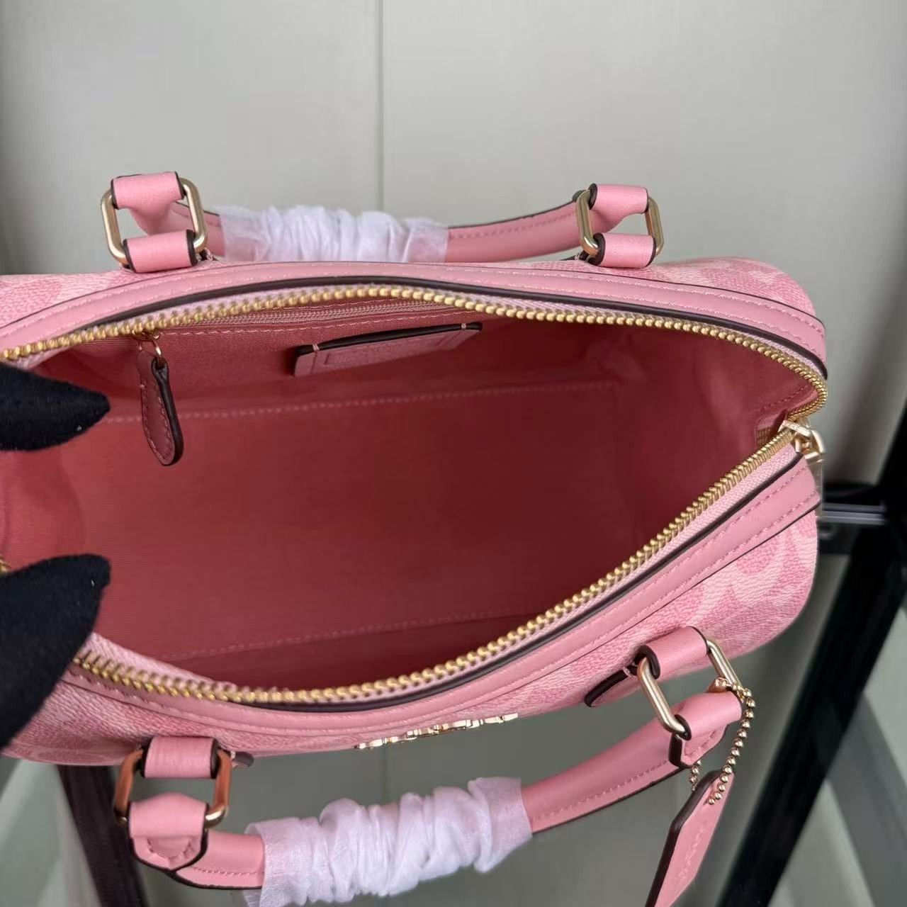 COACH Roan Satchel Bag Signature Canvas Powder Pink CV961 Outlet NEW