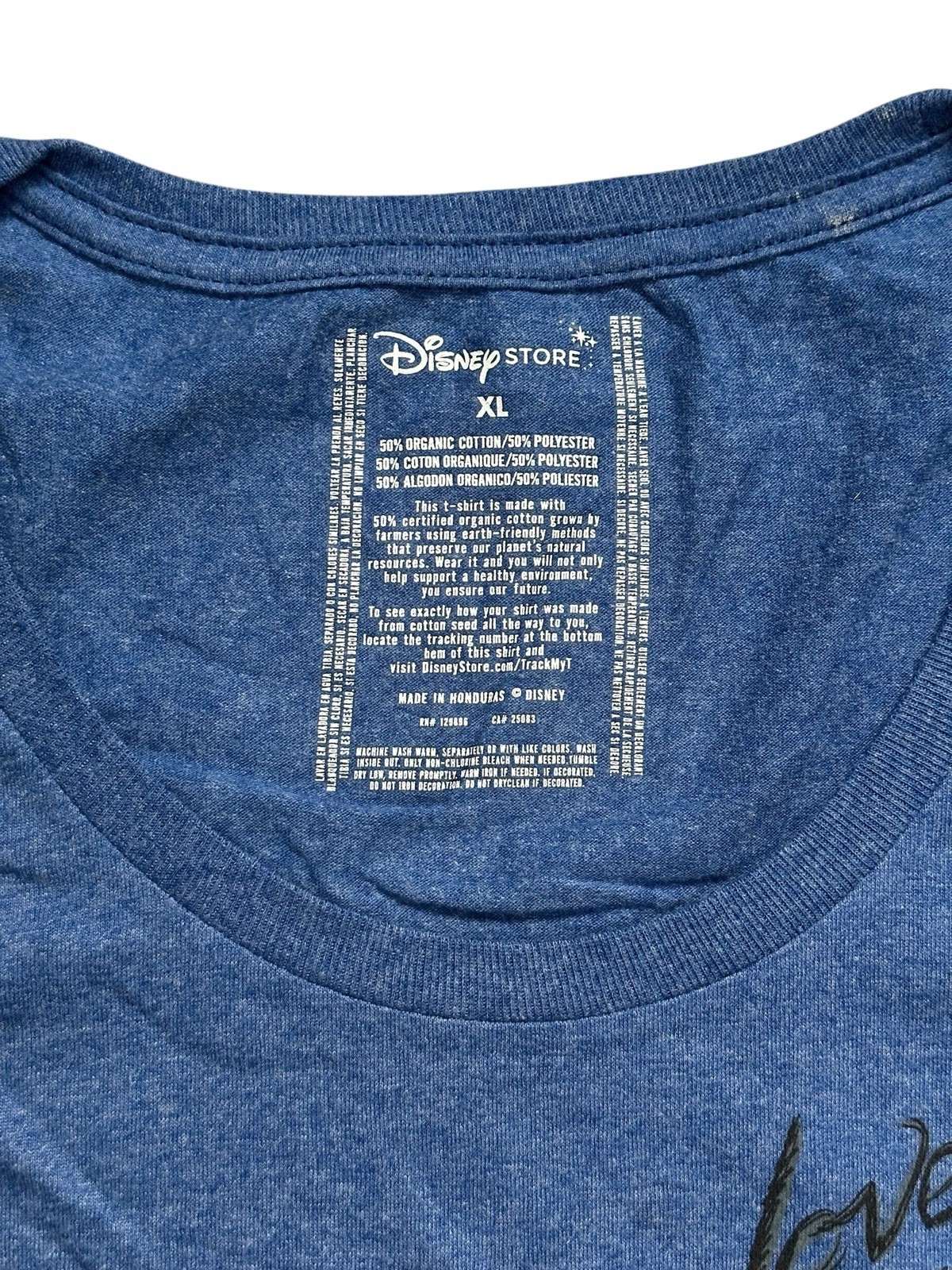 Retired Disney Store Love and Kisses Minnie & Mickey T-shirt Blue Shirt Size XL