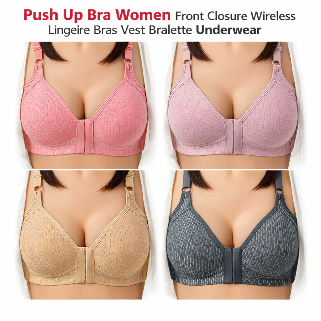 Push Up Bra Women Front Closure Wireless Lingerie Bras Vest Bralette Underwear