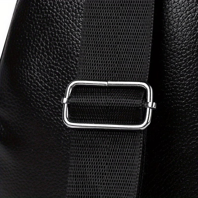 Men’s PU Leather Sling Bag, Crossbody Chest Pack Multi-Pocket, Travel Daypack