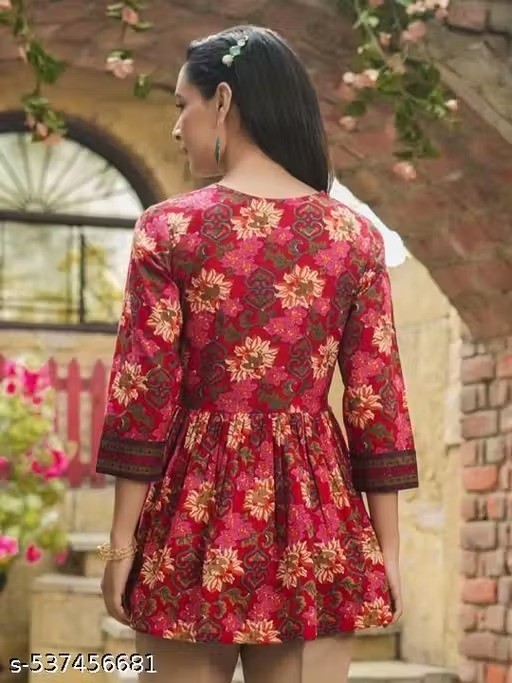 Printed Cotton Kurti/Tops/Tunics/Kurtas For Women’s Party Fashion Outfit Gift