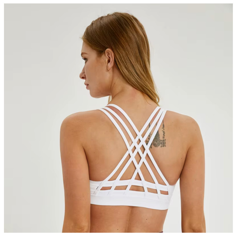 Women’s Criss Cross Sports Bra Medium to High Support Removable Pads