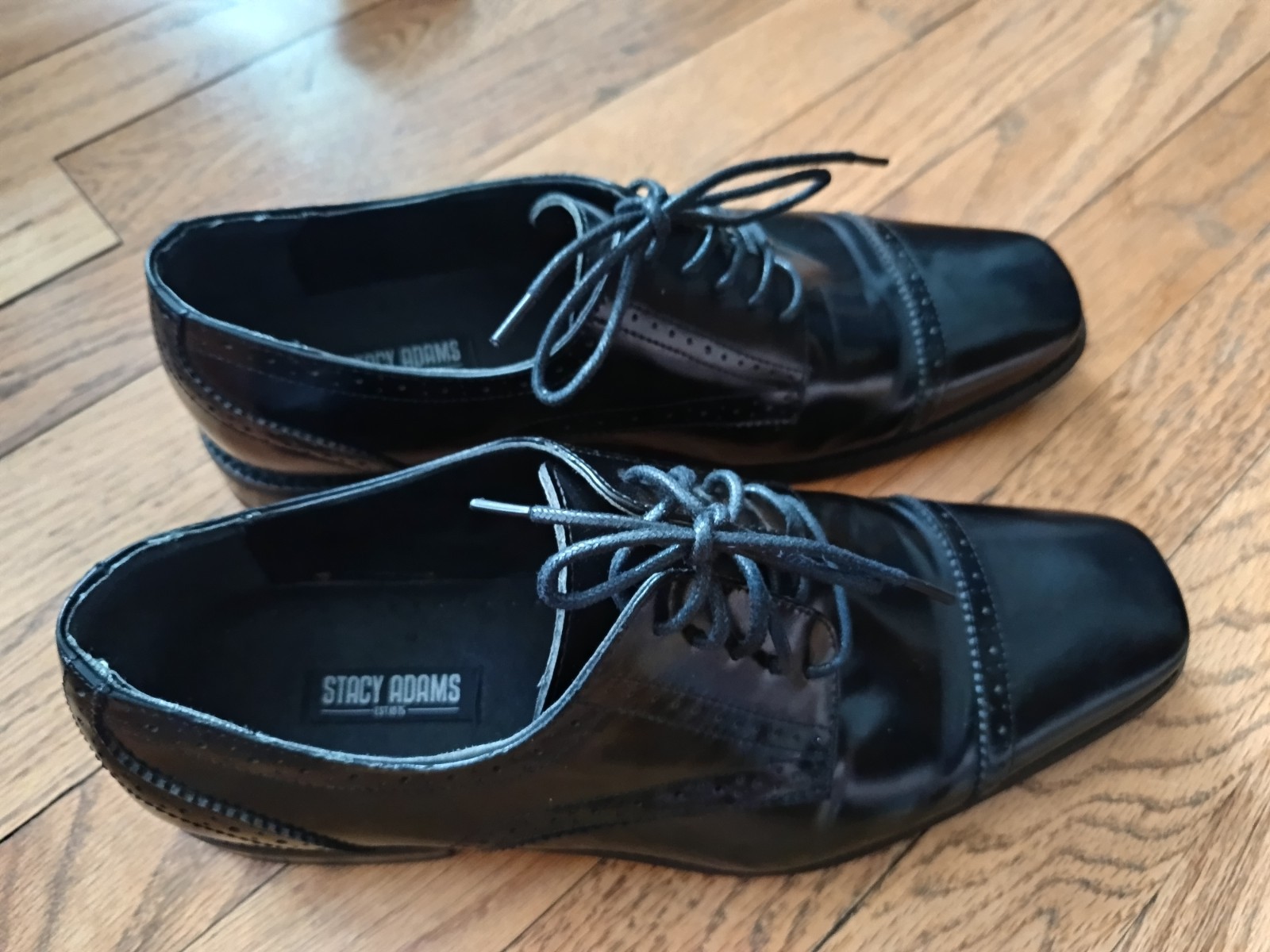 STACY ADAMS Men’s Leather And Manmade Uppers Lining Leather Black Size 9.5W