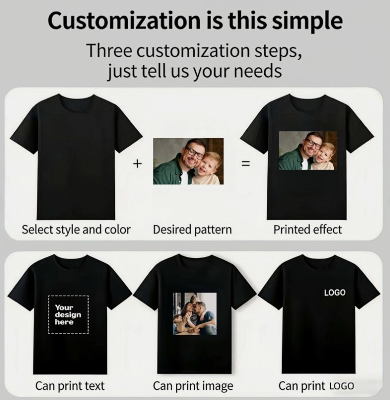 Personalized T Shirt Print Your Logo Photo Text Custom Made Tee for Kids & Adult