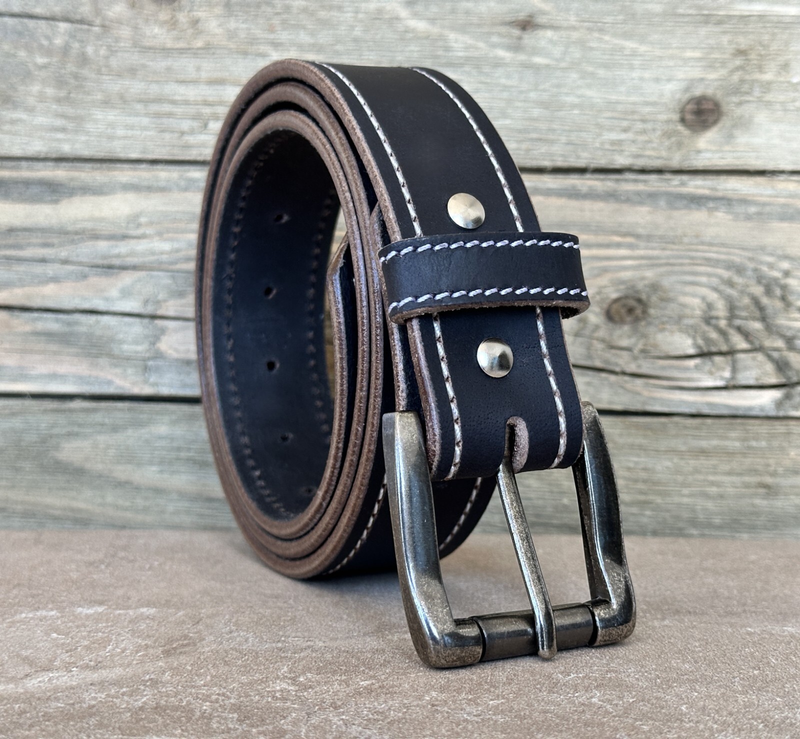 Genuine Leather Men’s Belt Heavy Duty Thick With Removable Buckle Work Belt