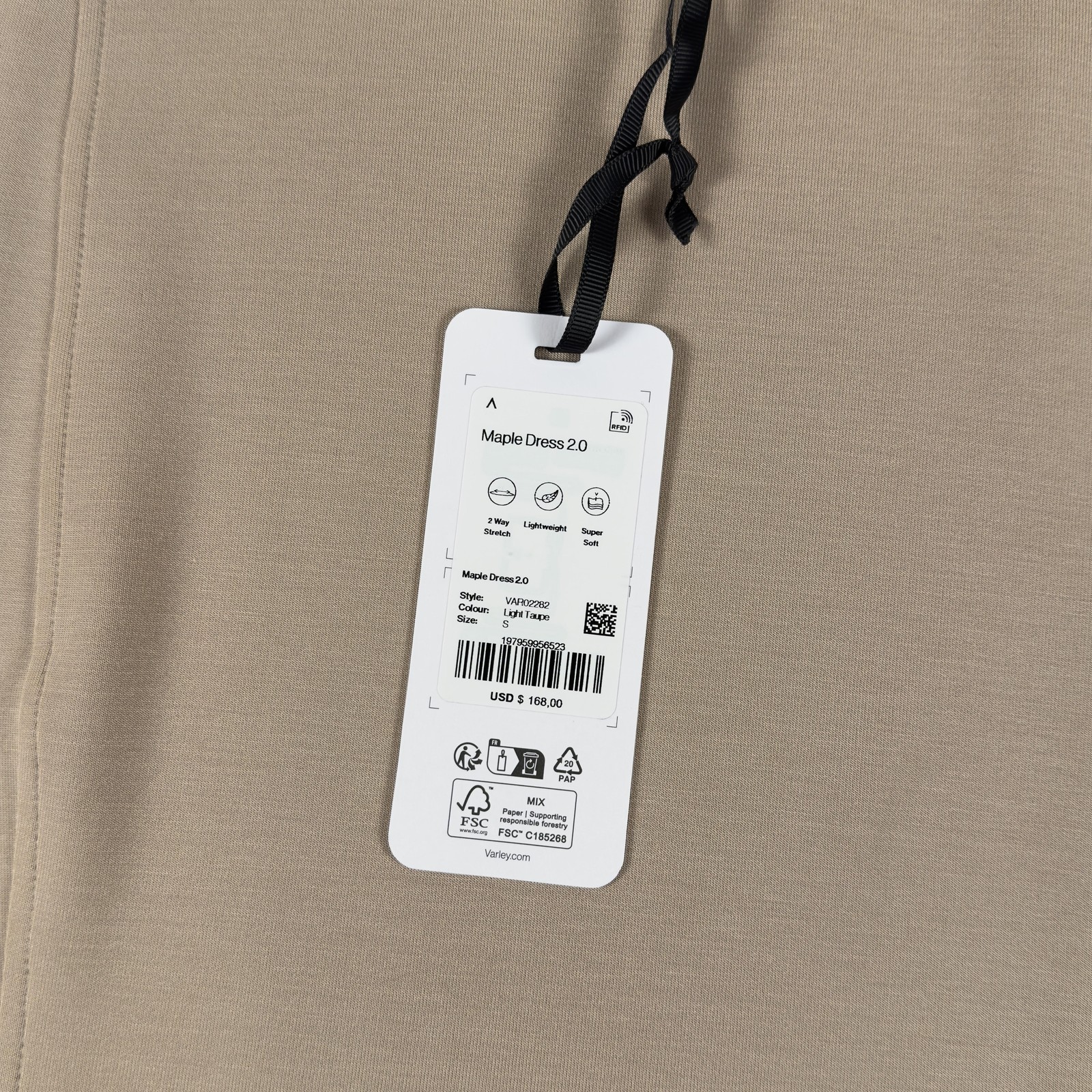 Varley Dress Womens Small Beige Maple 2.0 DoubleSoft T-Shirt Short VAR02282