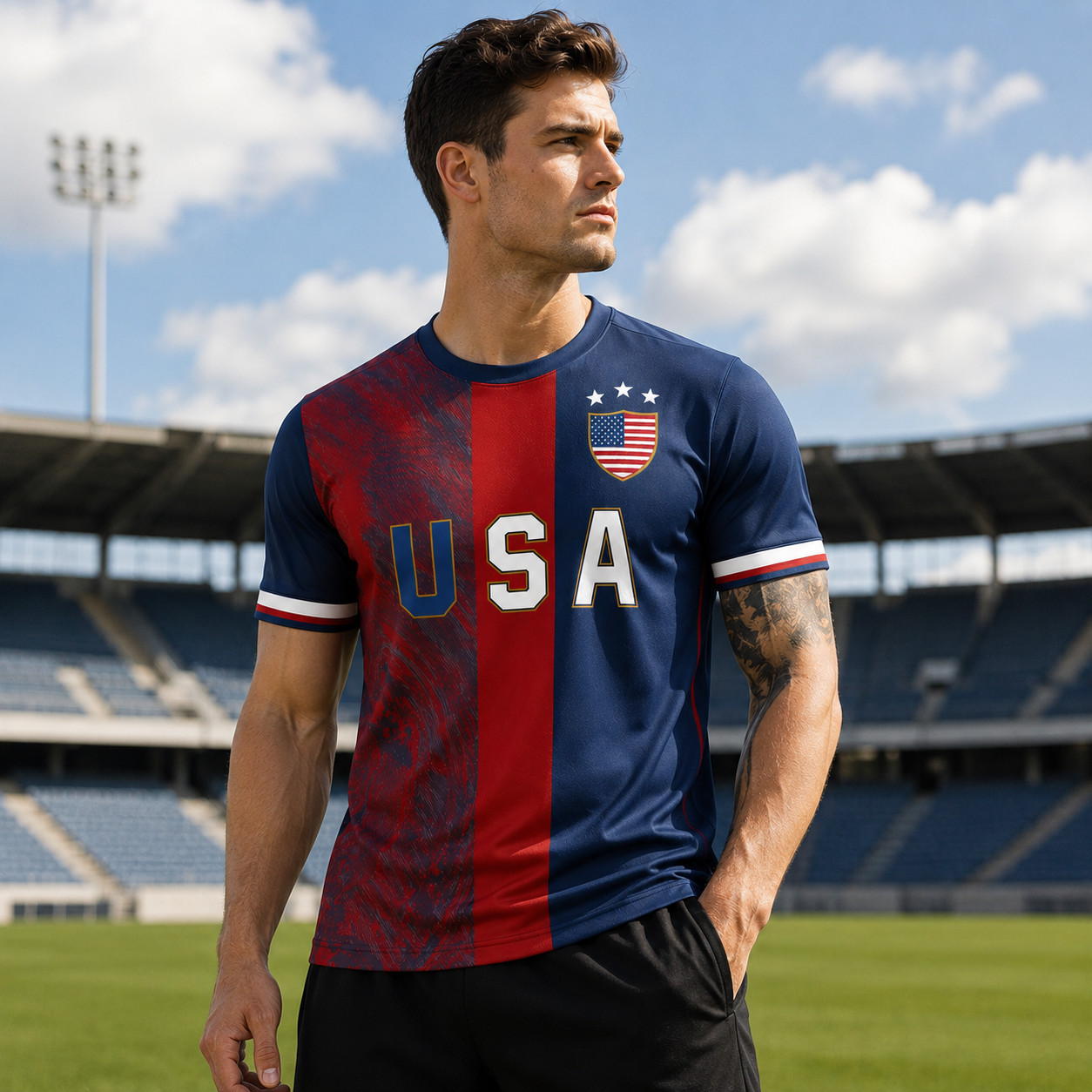 Custom USA Soccer Jersey Personalized Name Number American Flag Shirt