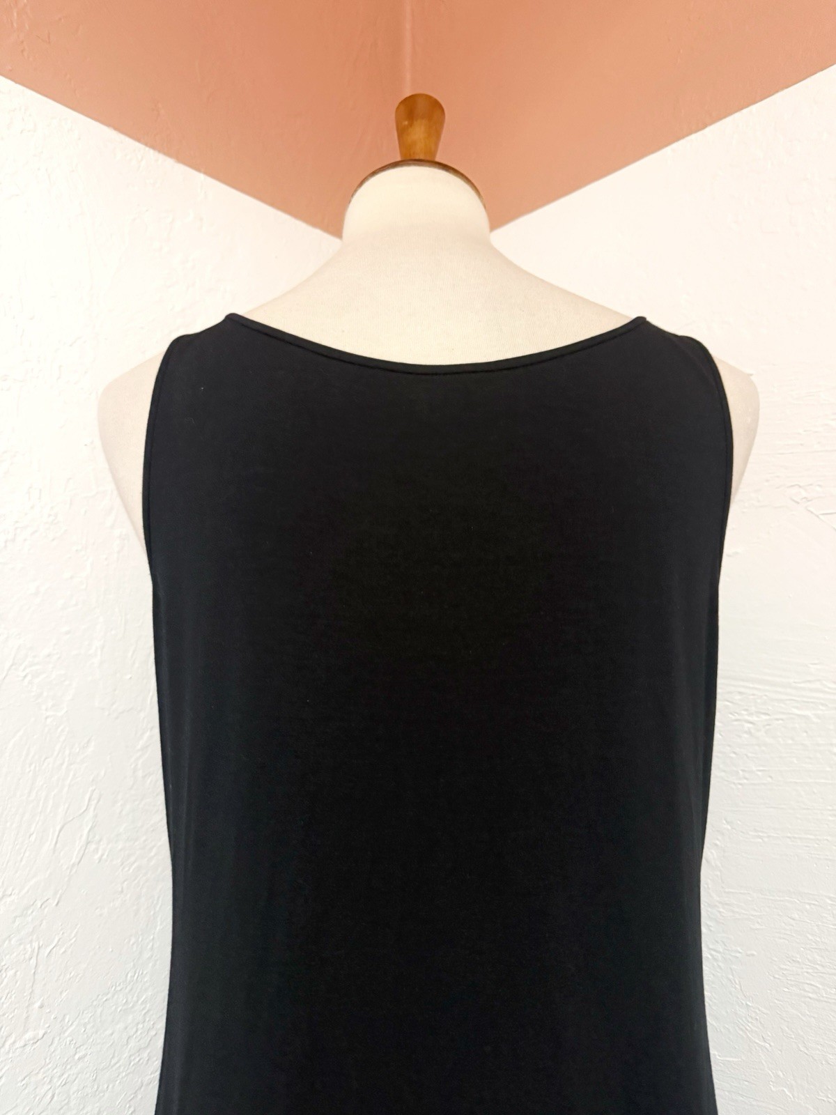 NWOT Eileen Fisher Black Jersey Tank Dress Midi Minimalist Lagenlook M