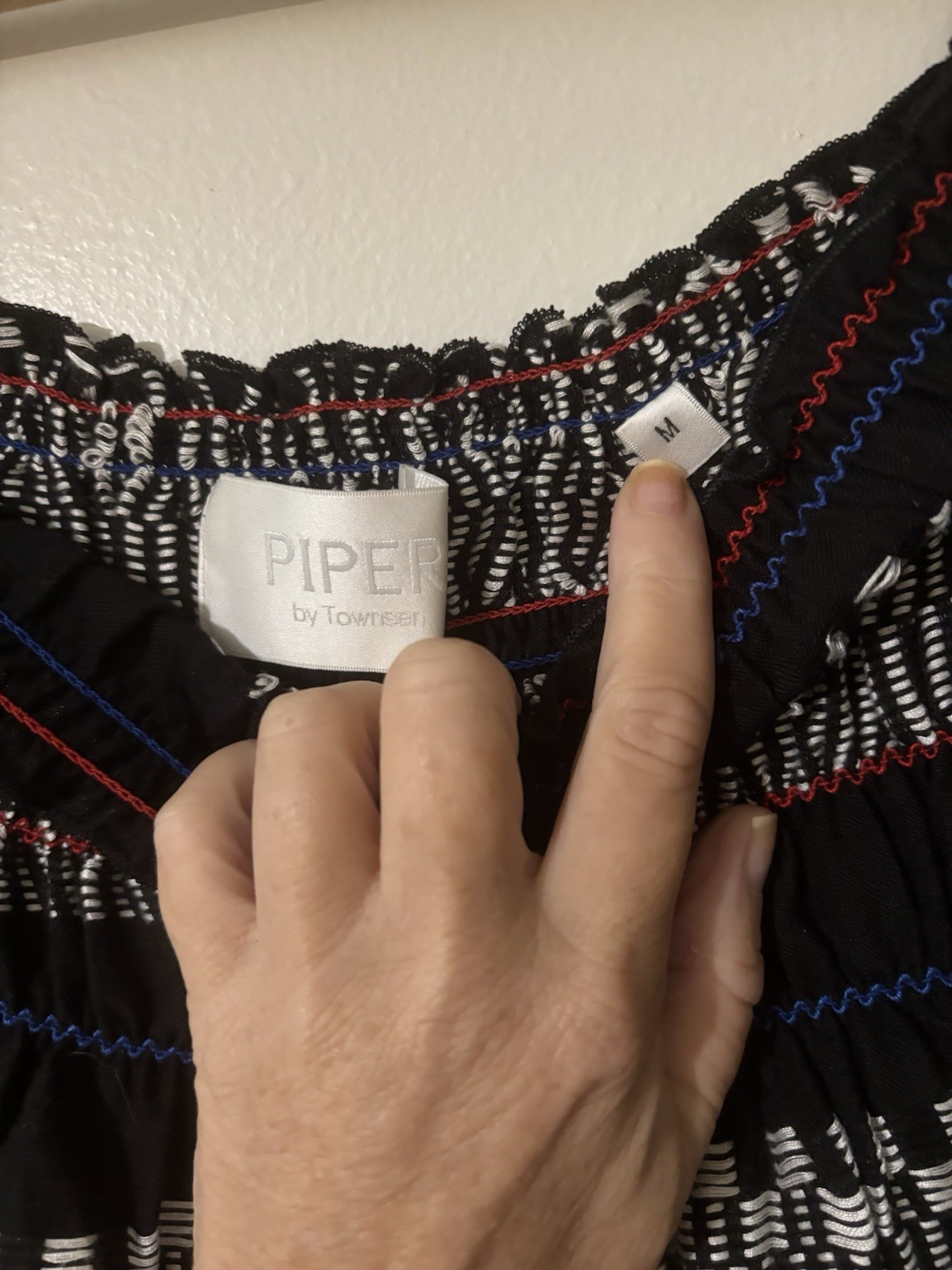 Pipelime Embroidered Top Black Medium
