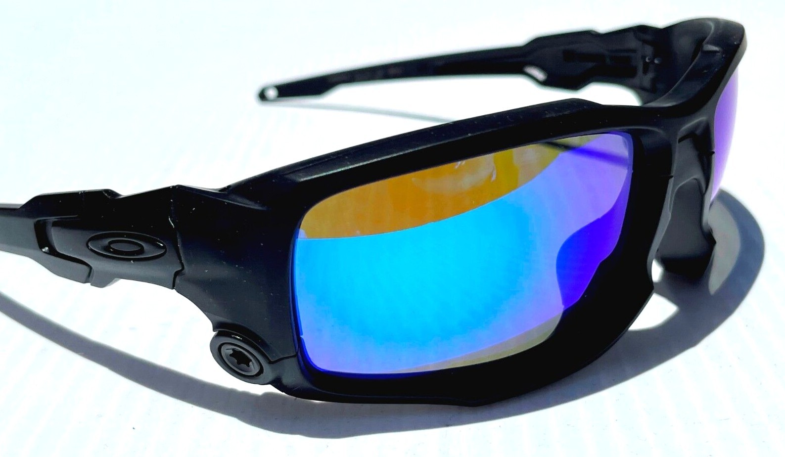 NEW Oakley SI SHOCKTUBE Matte Blackout POLARIZED Galaxy Blue Sunglass 9329