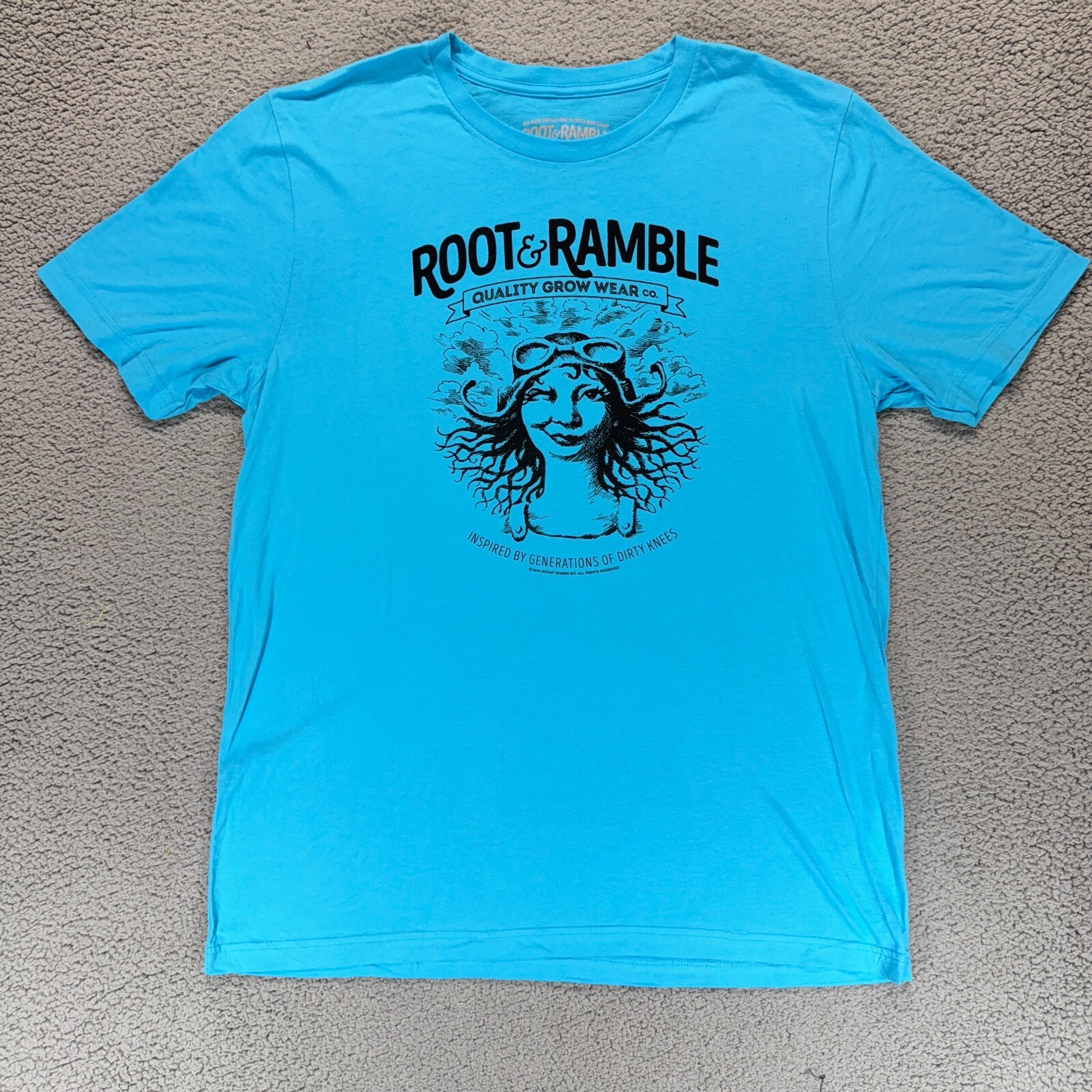 Root & Ramble Unixex XL TShirt Quality Grow Wear Graphic Tee Blue