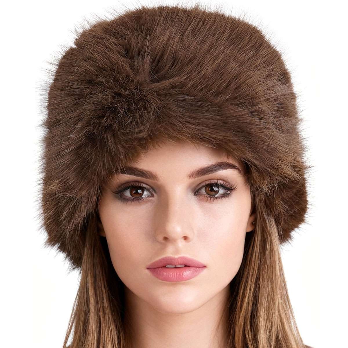 Women Winter Russian Fluffy Faux Fur Headband Hat Ear Warm Thick Snow Ski Cap