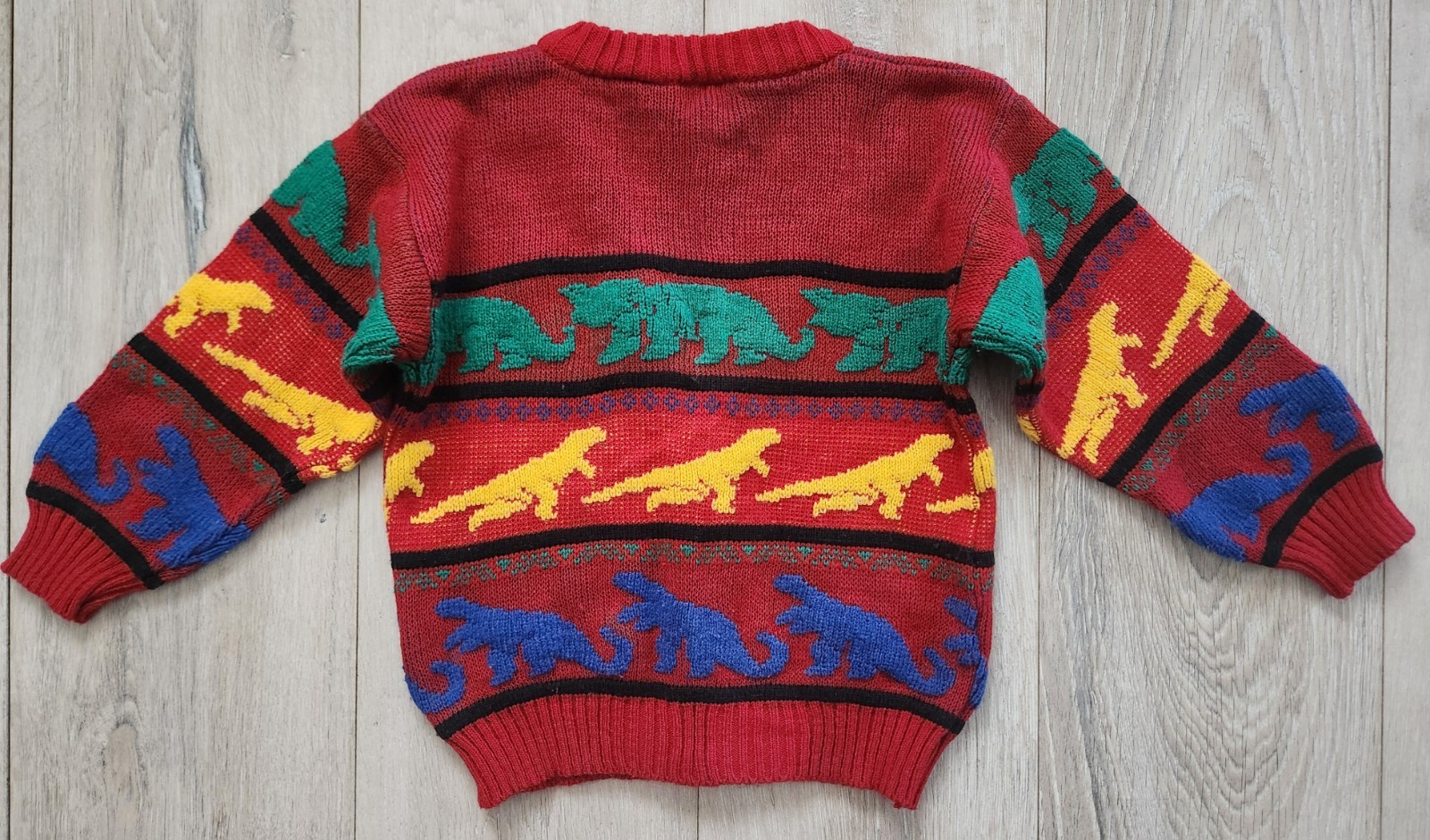 WAY COOL Kids Dinosaur Long Sleeve Knit Cardigan Multi Dino Buttons Size L (7)