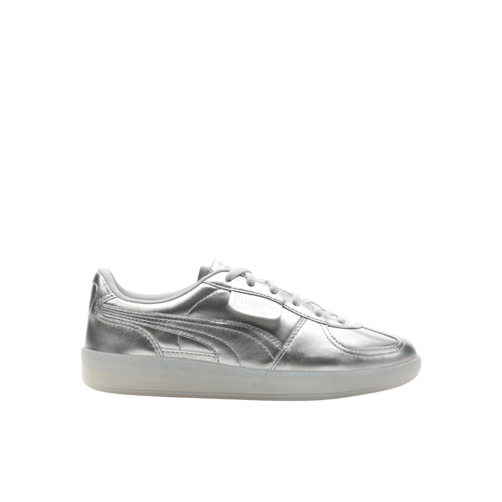 PUMA Palermo Chrome Lace Up Youth Girls Silver Sneakers Casual Shoes 40132501