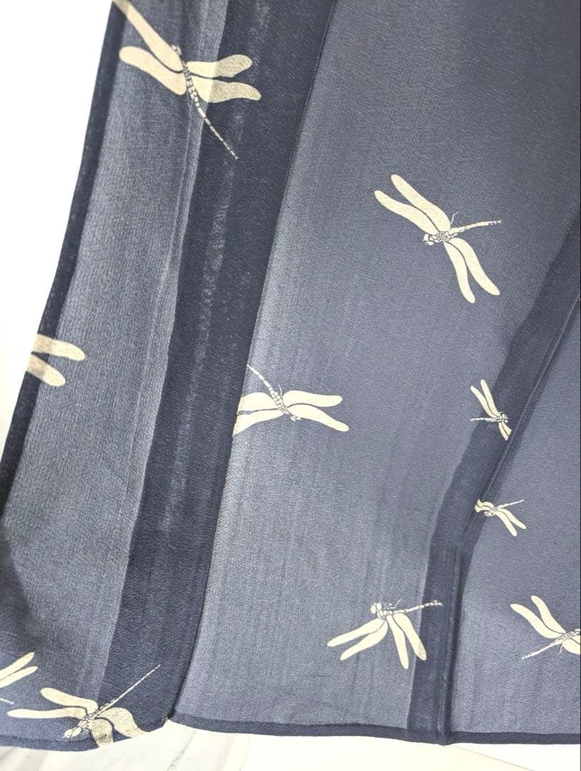Silk Summer Kimono Ro Mon Small Pattern 150cm 64cm Tranquil Blue Dragonfly