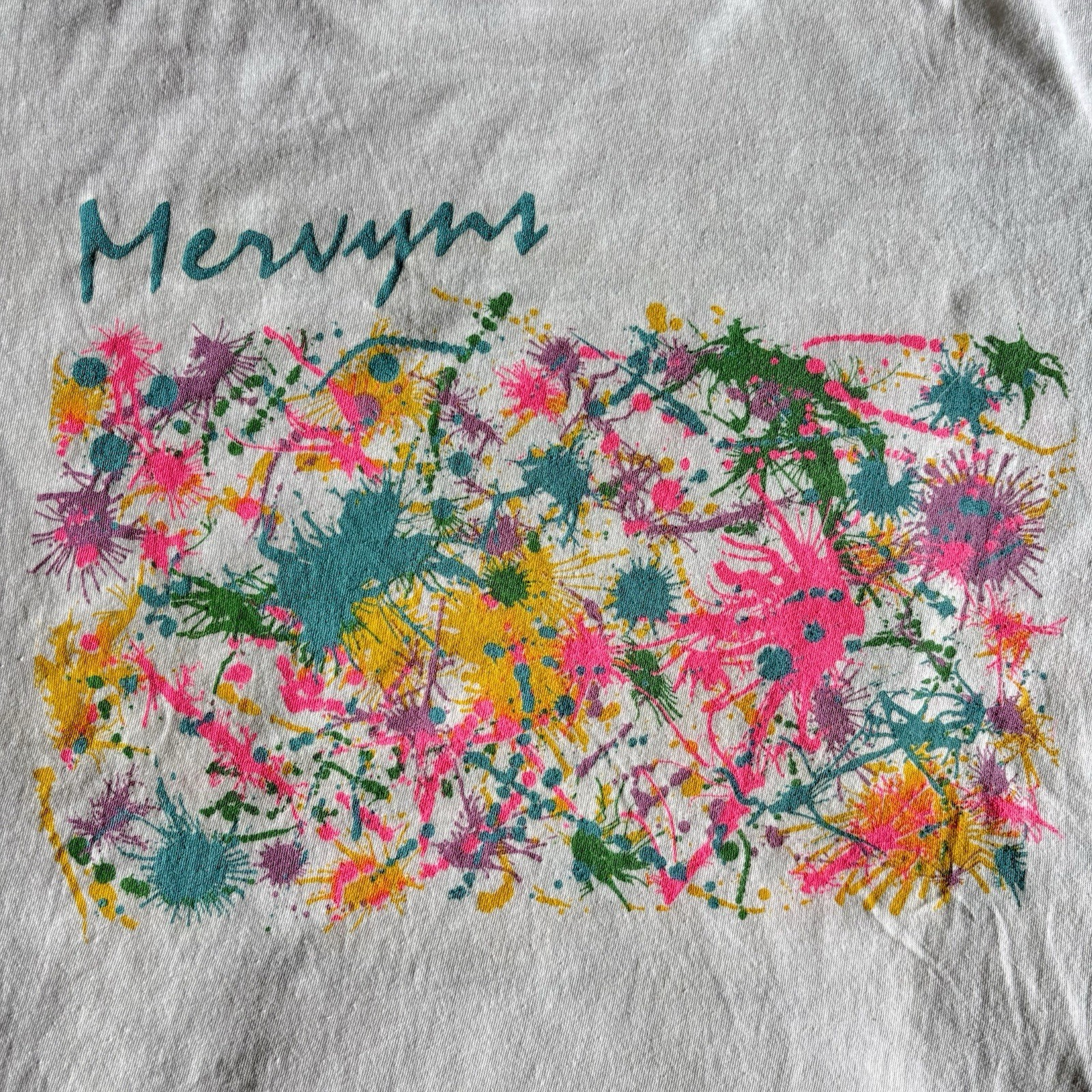 Vtg 1987 Levis Menswear Week Tshirt Mervyns Promo Neon Splatter Single Stitch XL
