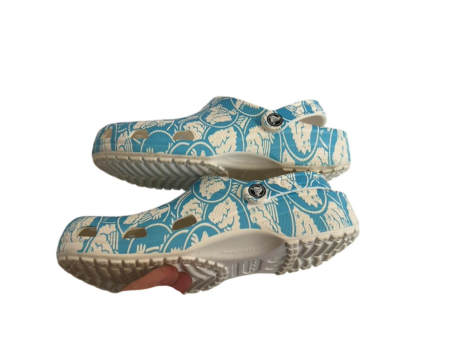 Crocs Crocodile Adult Classic Duke Print Clogs Blue White Women’s 11 Men’s 9