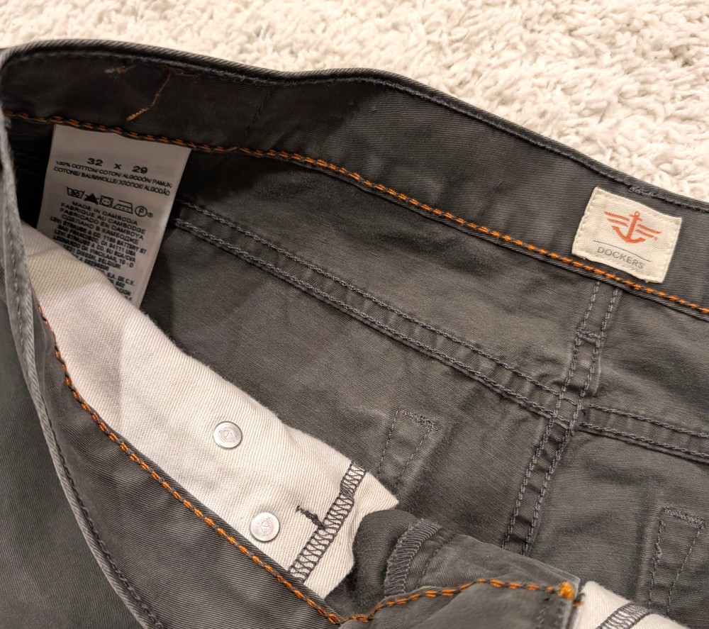 Dockers men’s pants grey straight fit 32 x 29 – 100% cotton