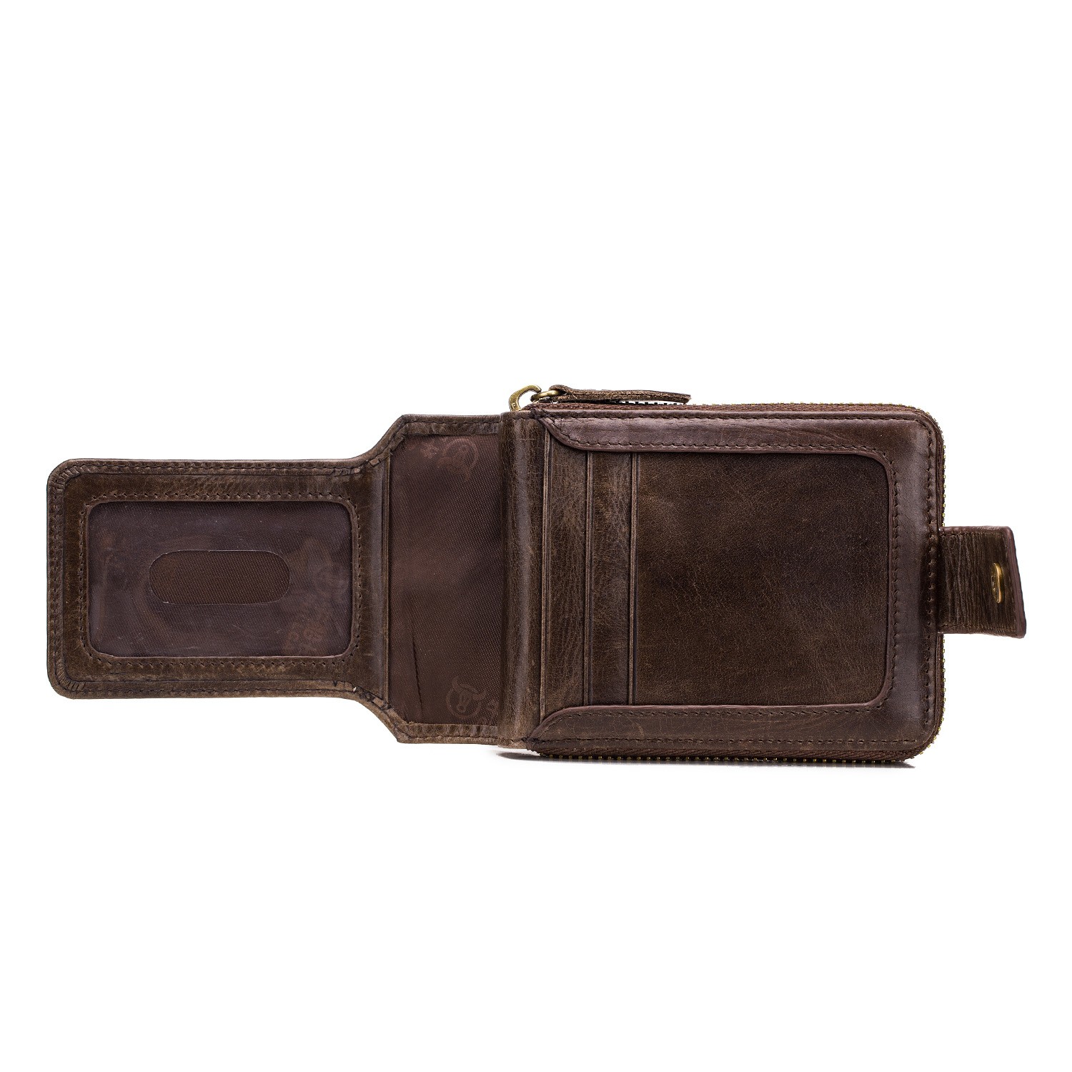 Mens Genuine Leather Bifold Wallet Around Zipper Credit ID RFID Card Holder US