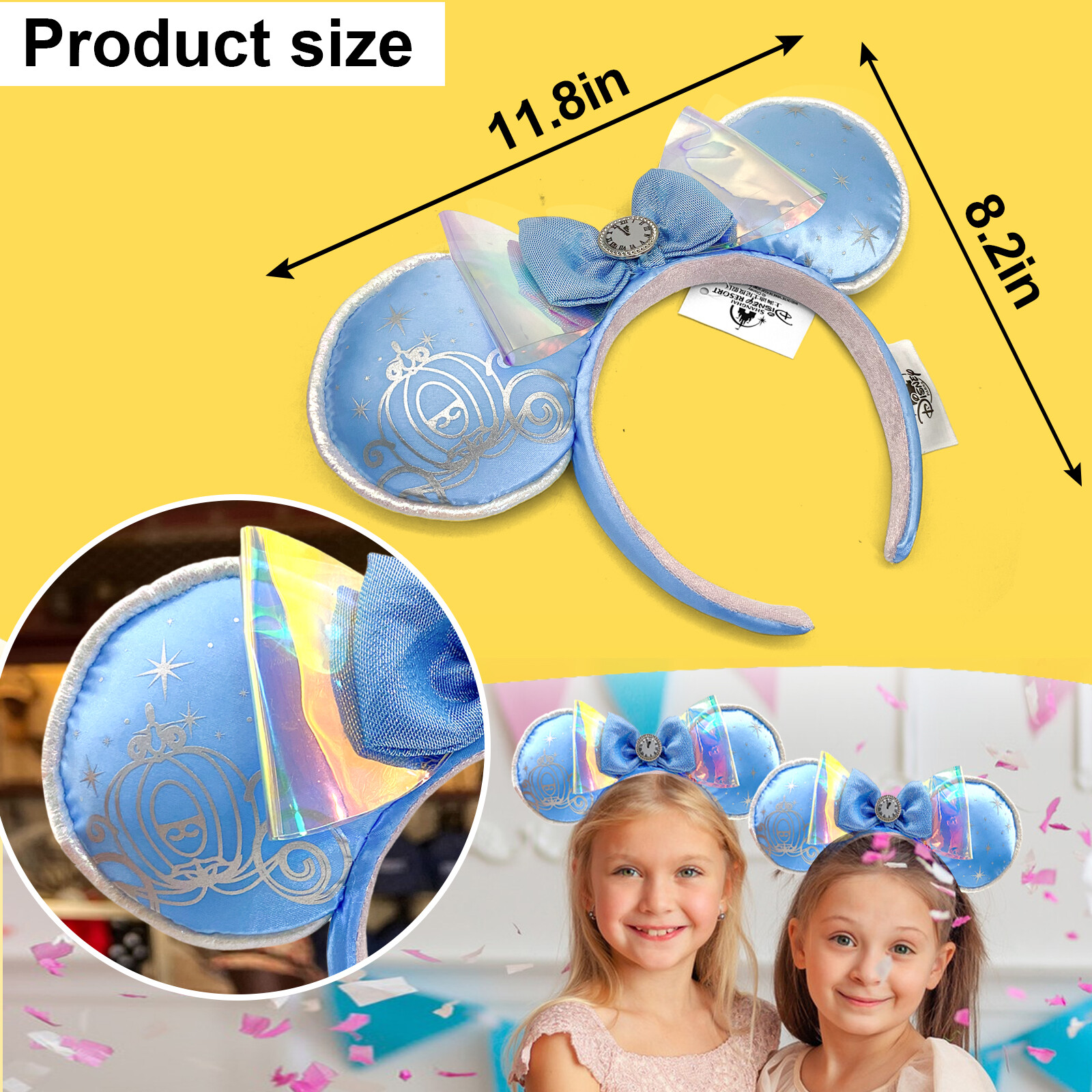 Disney-Park’s 2025 Cinderella Minnie Mouse Blue Ears Headband Disneyland NWT