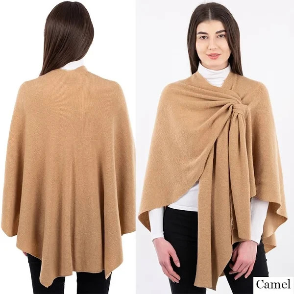 SAOL Premium Knitwear Lambswool Draped Shawl Lightweight CAMEL Soft NEW!