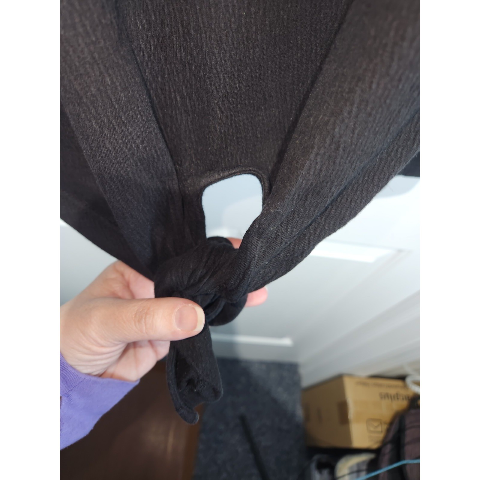 Women’s sz 2X Black Short Capped Sleeved Shirt Front Ties by Allison Daley As Is
