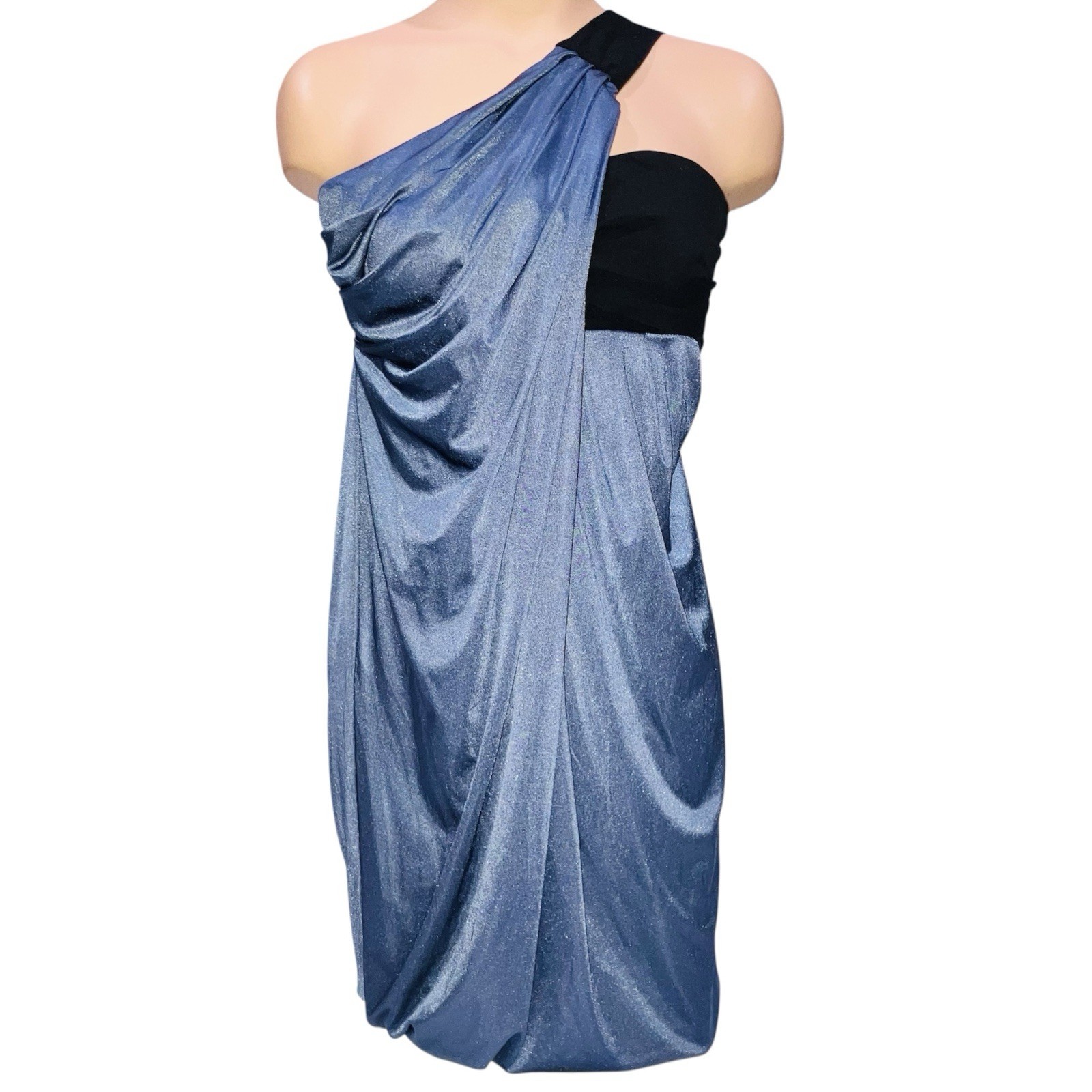 Iodice One Shoulder Dress Blue Black Grecian Roman Goddess Spartacus Show Sz XS