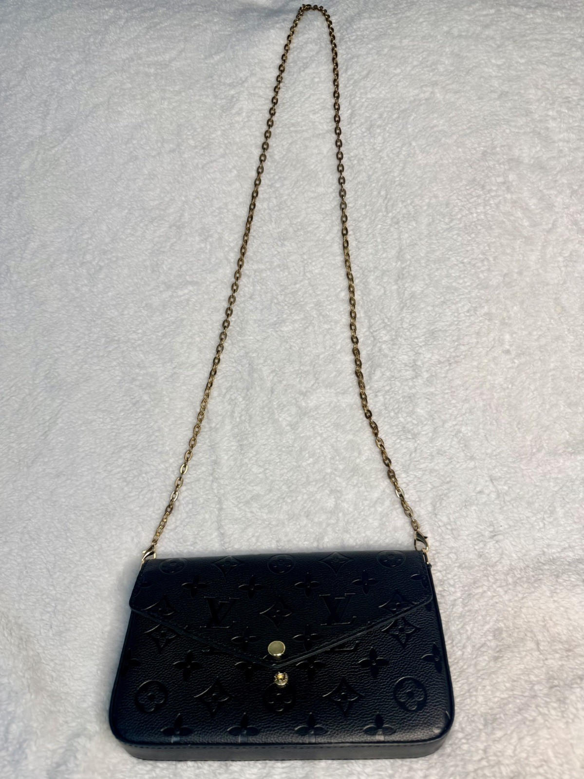 Louis Vuitton Chain 2Way Shoulder Bag Crossbody Black Gold Women Classic