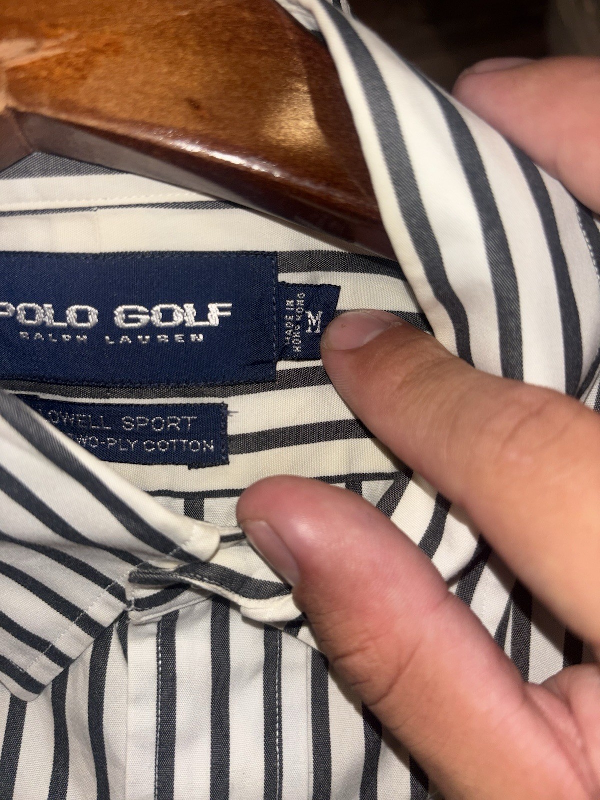 Polo Golf Ralph Lauren Lowell Sport Men’s M White/Gray Striped Non-Iron 32/33