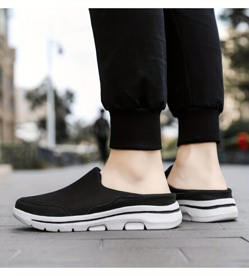 Men’s Slip-on Mules Half Sneakers Casual Walking Shoes Outdoor Backless Sneakers