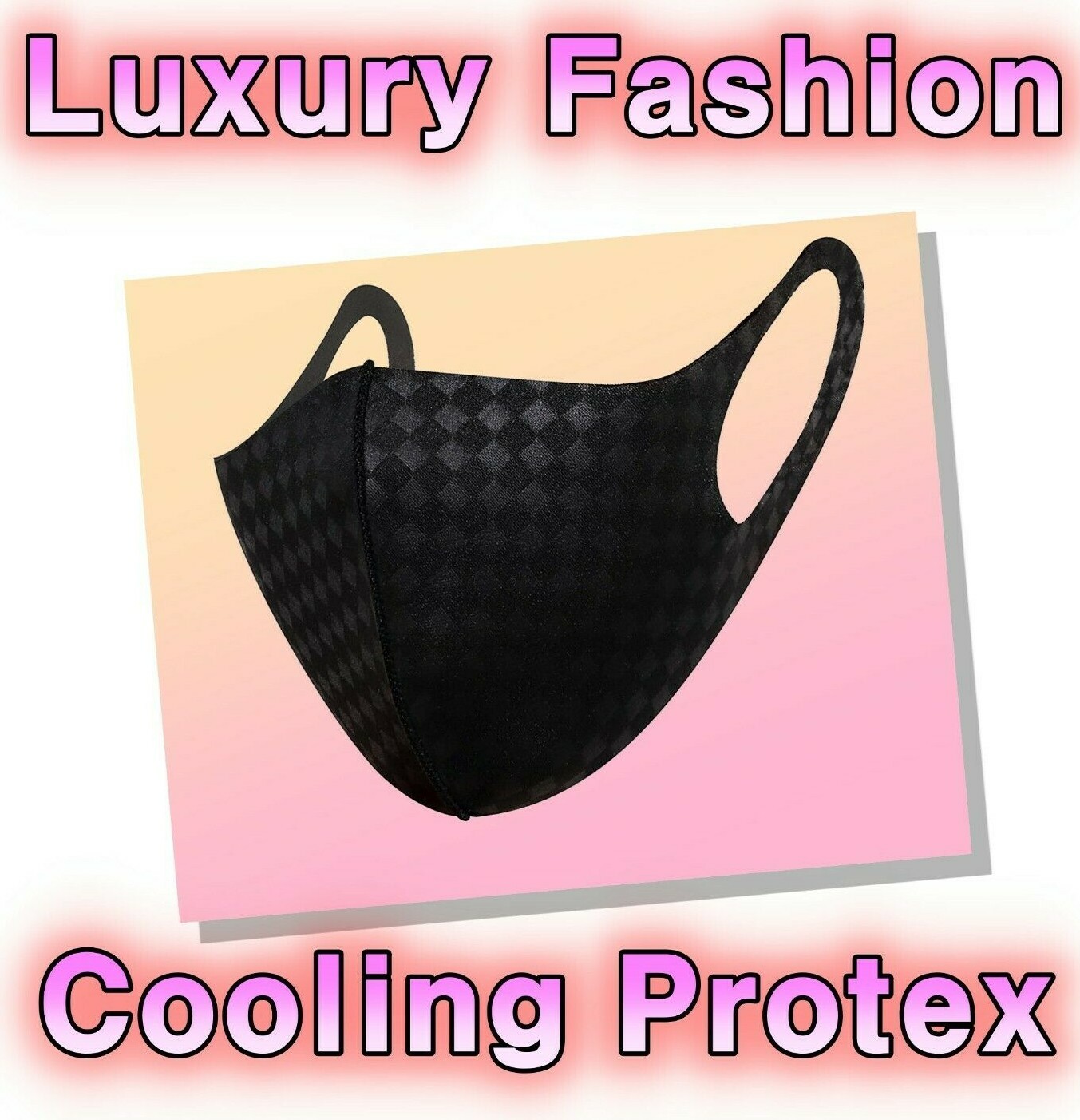 Luxury Fashion Black Face Mask Cooling Protex UPF 50+ Reusable Washable