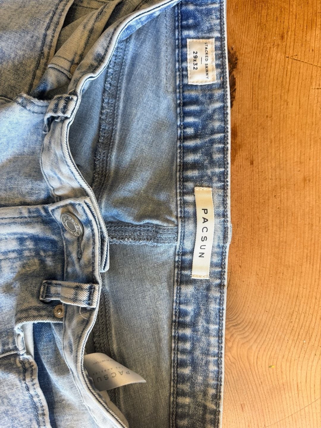 PacSun Stacked Skinny Jeans 29×32 Light Wash Moto Biker