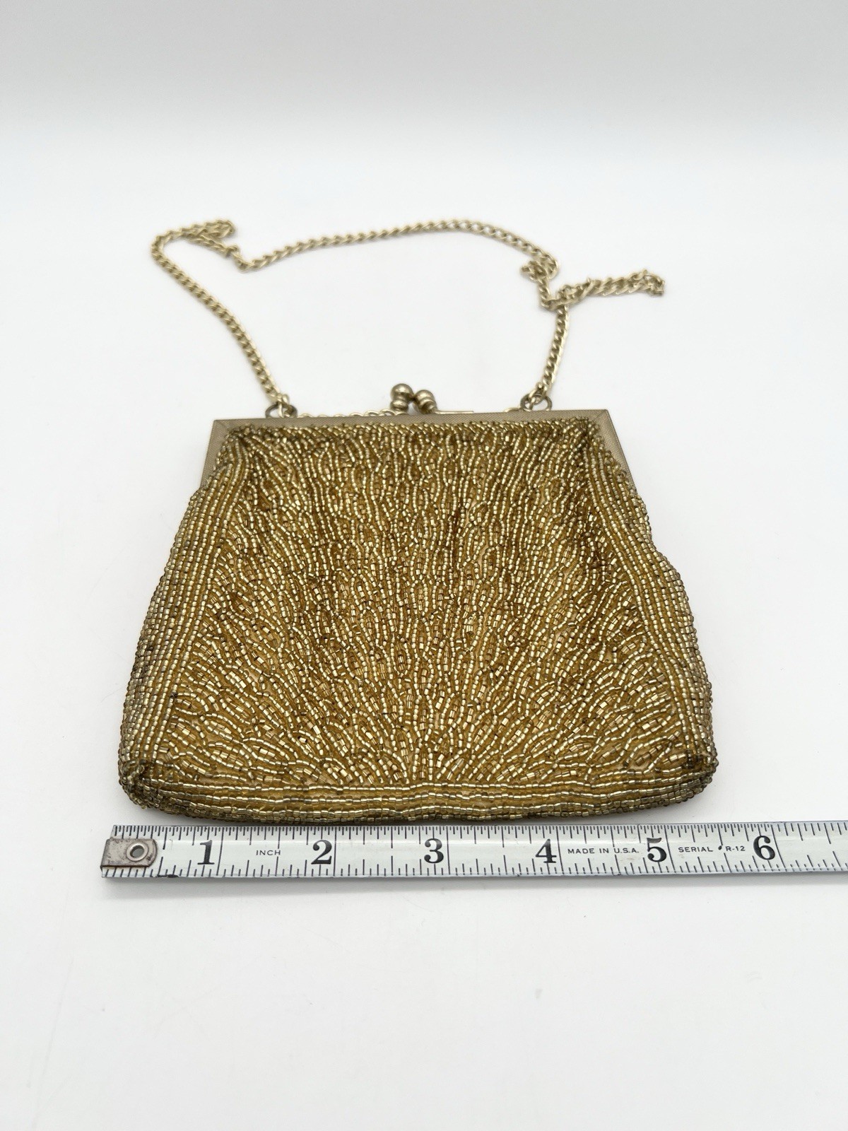 Vintage Walborg Gold Beaded Evening Purse Hong Kong Cocktail Handbag