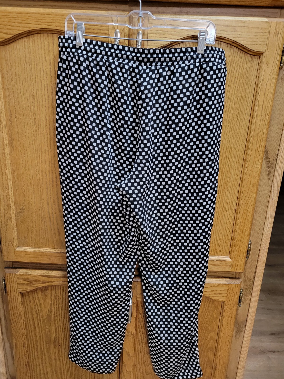 Black & White Checkered Lite Wght Strait Leg Beach Pants By Zac&Rachel sz Lrg