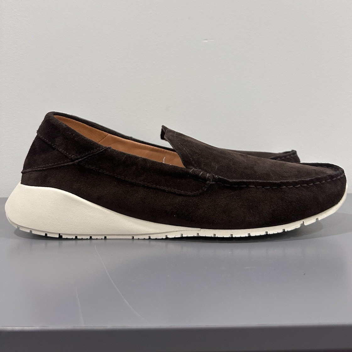 Olukai Men’s Brown Suede Slip-On Loafer Round Toe Stitched Rubber Sole 9