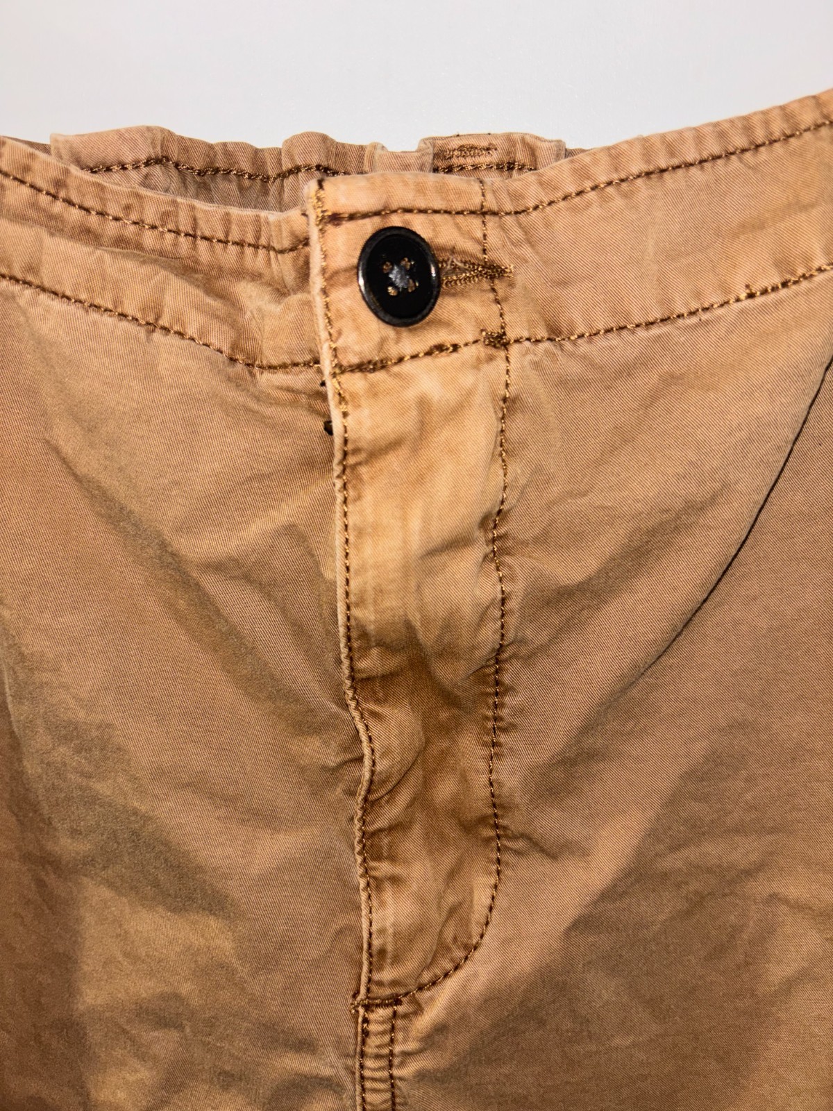 TU 100% Cotton Camel Elasticated Waist Embroidered Combat Trousers, Size – 18