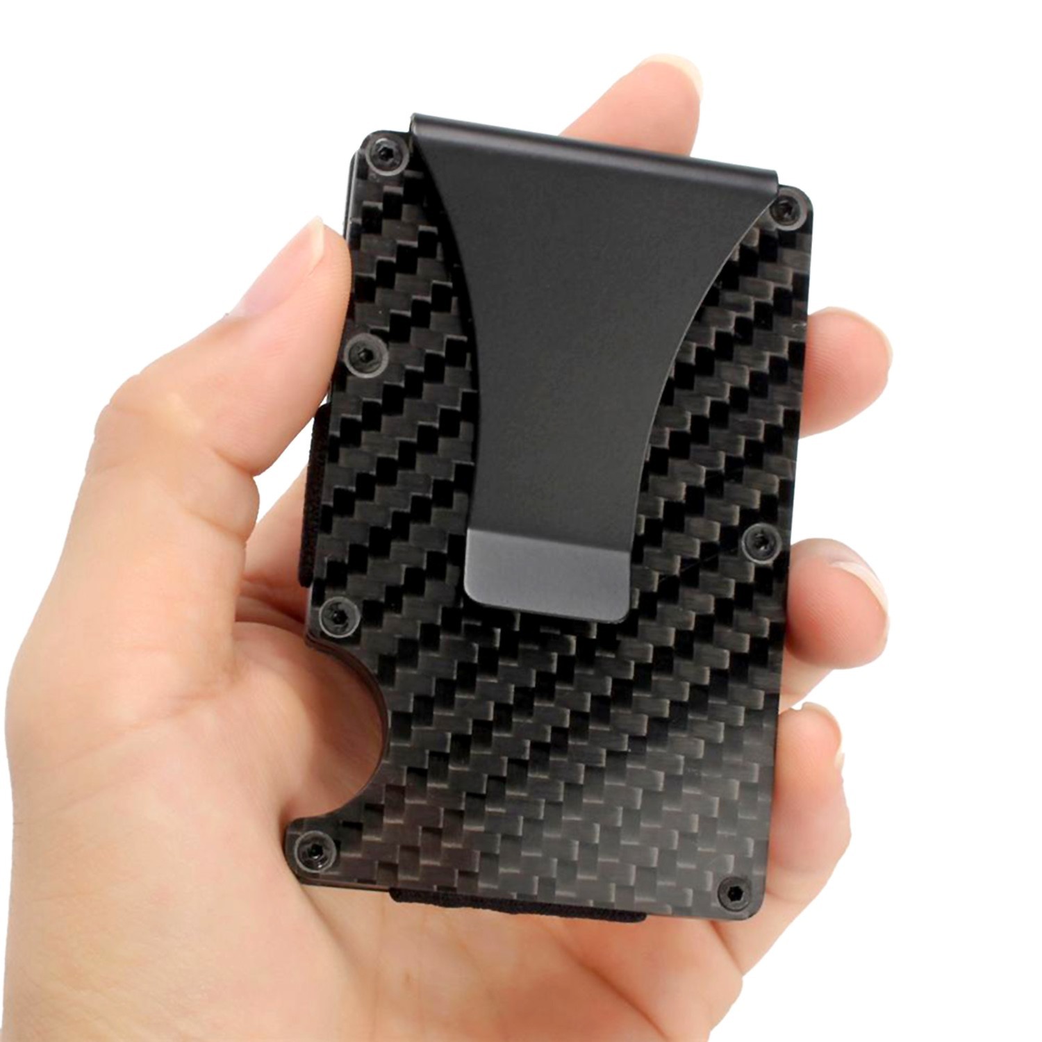 Men’s RFID Blocking Slim Money Clip Carbon Fiber Wallet ID Credit Card Holder
