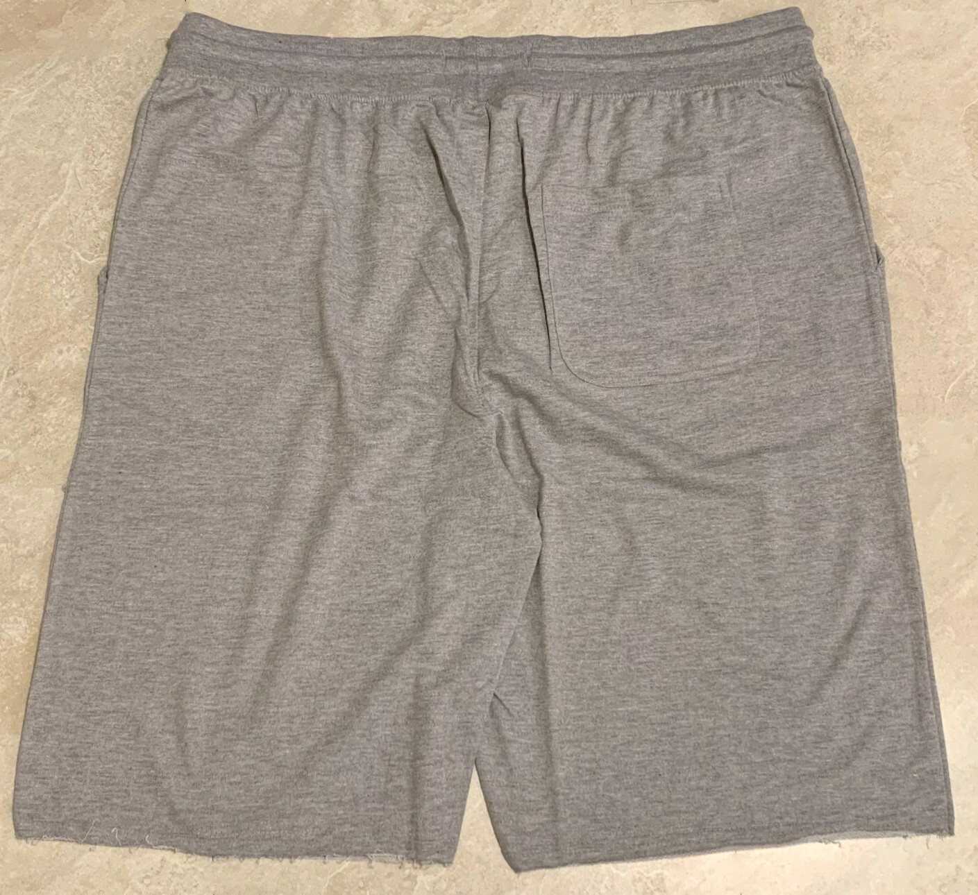 Big Men’s French Terry Elastic Waist Shorts ((Distressed Hem) 4XL-5XL-6XL