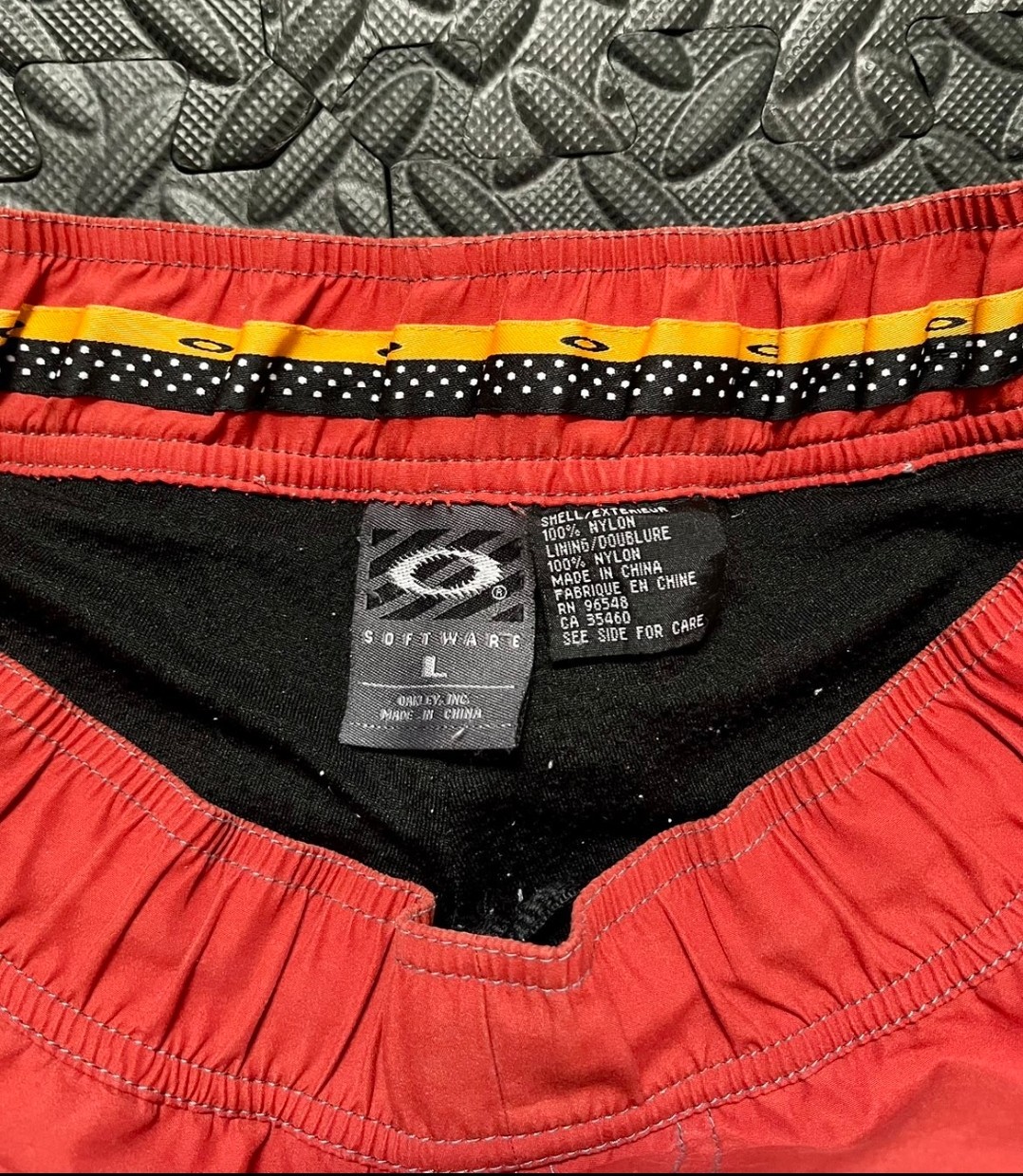 Vintage Oakley Software Gray Tag Shorts Size L Red Color With Multi Zippers