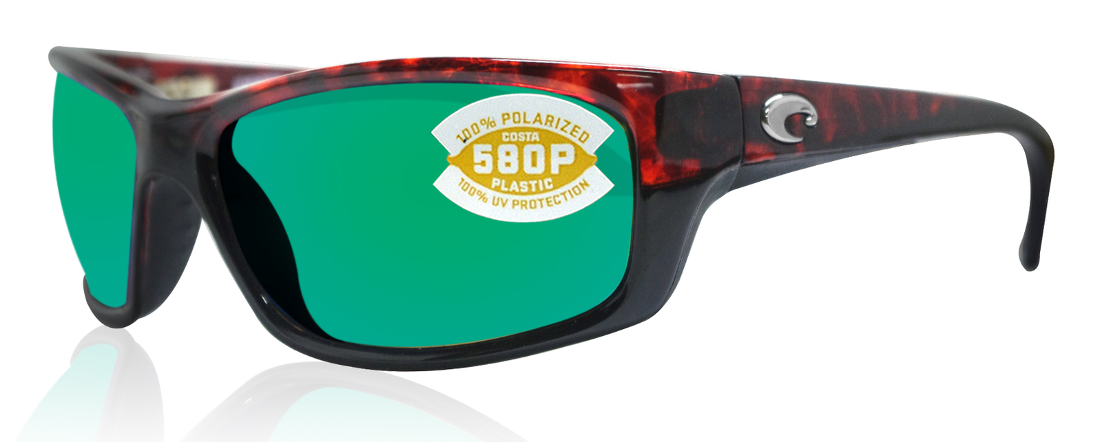 Costa Del Mar Jose Tortoise Frame Green Mirror 580P Plastic Polarized Lens